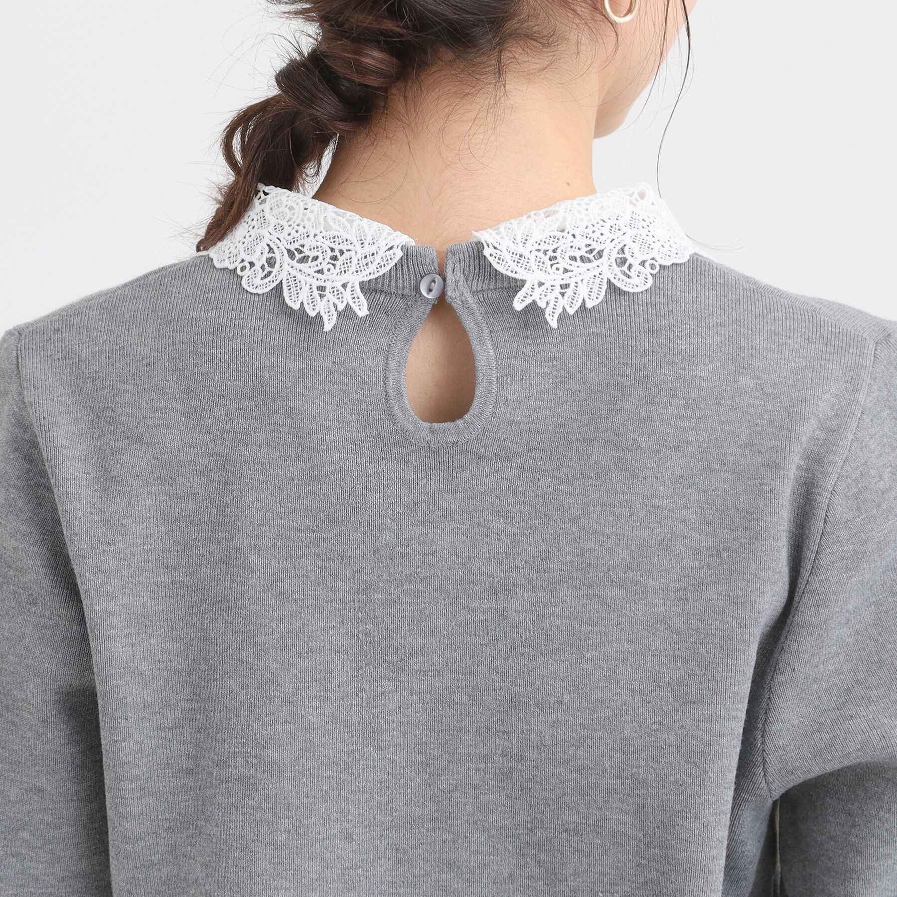 SHOO･LA･RUE「【襟取り外し可/S-LL】上品見え レース襟ニット」|ニット・セーター|