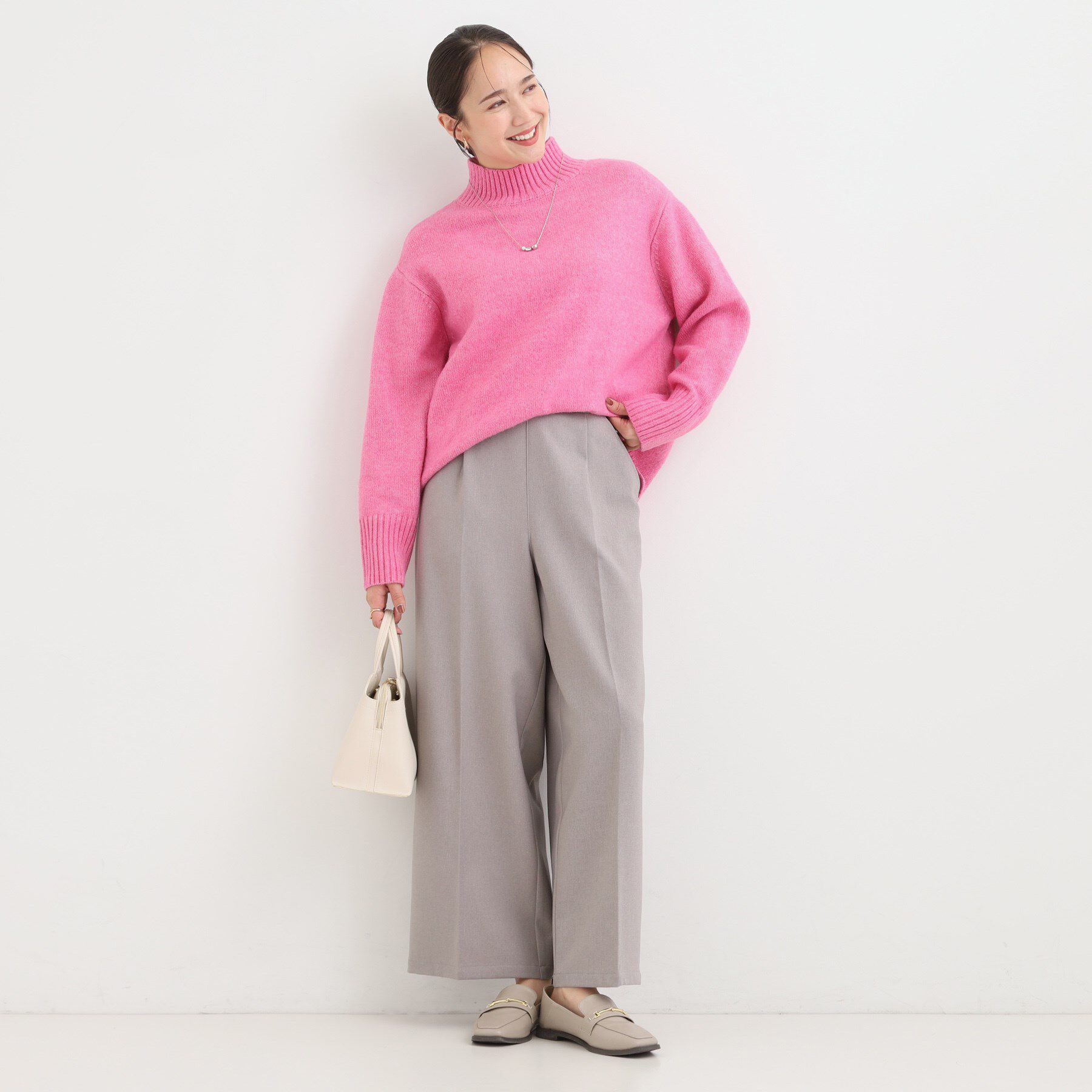 SHOO･LA･RUE「【S-LL】ゆるシルエットな メランジタートルニット」|ニット・セーター|