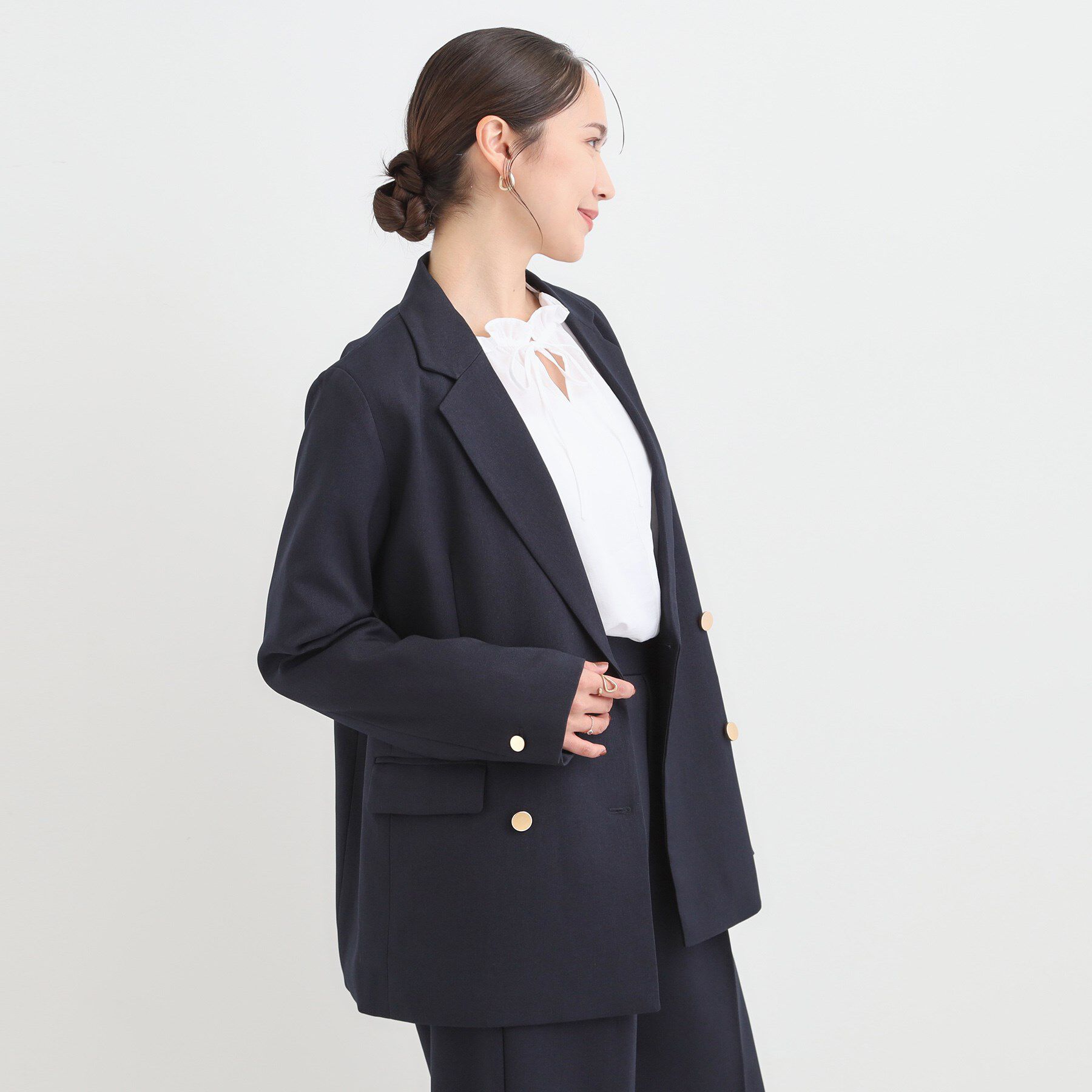 SHOO･LA･RUE「【洗える/S-LL/セットアップ可】カジュアルからきれいめまで ダブルジャケット」|テーラードジャケット|