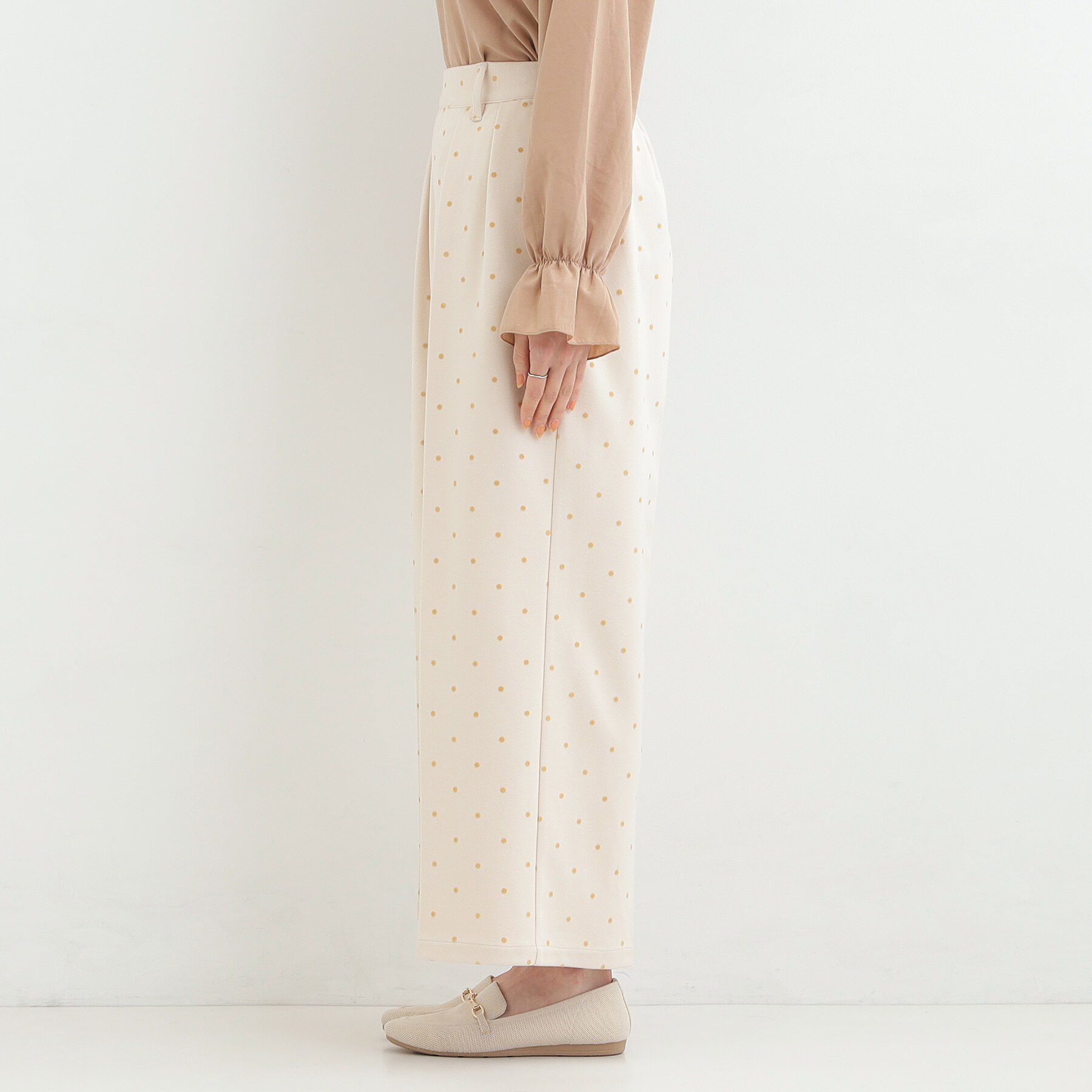 SHOO･LA･RUE「【S-LL】きれい見えも叶う フロッキードットワイドパンツ」|その他|