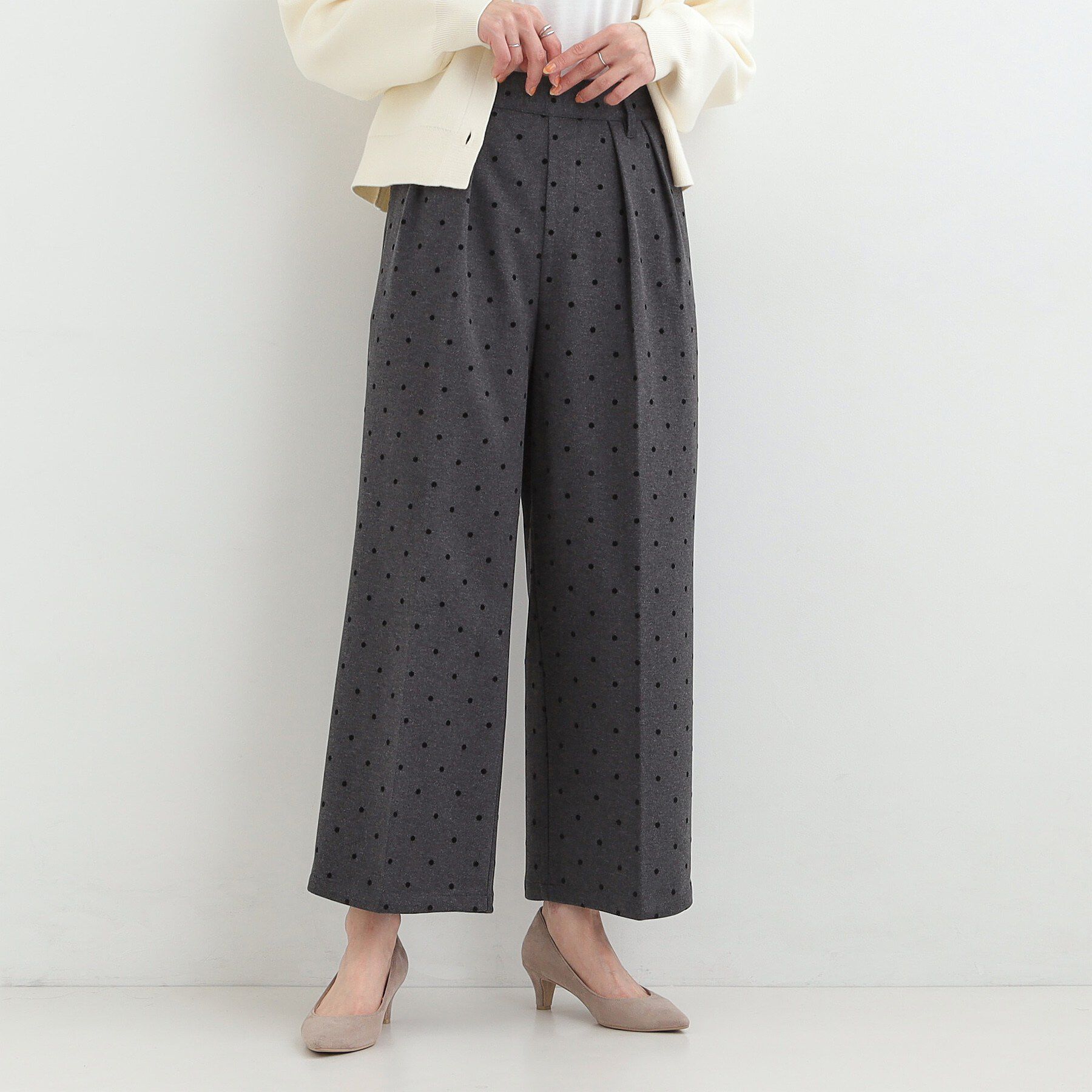 SHOO･LA･RUE「【S-LL】きれい見えも叶う フロッキードットワイドパンツ」|その他|