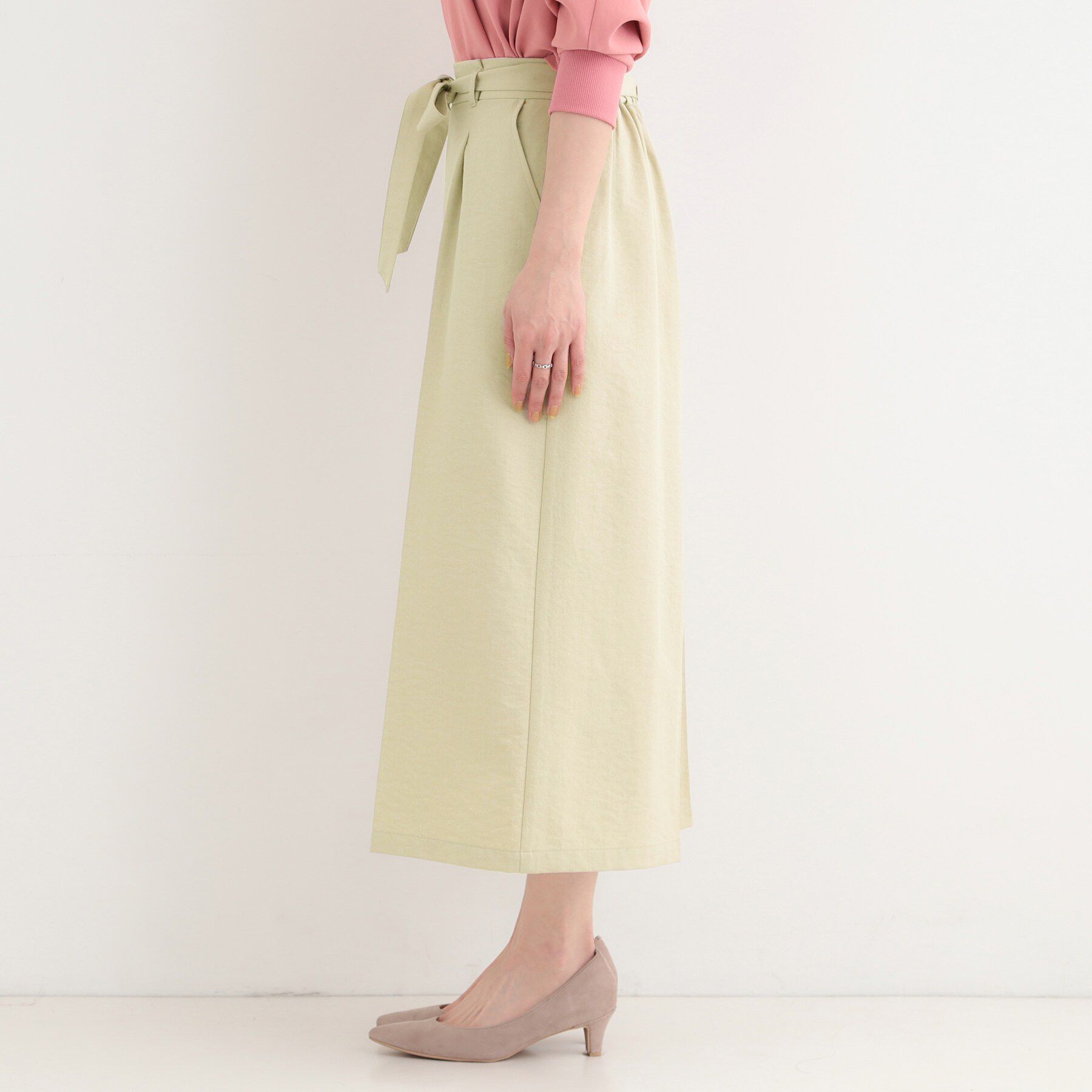 SHOO･LA･RUE「【洗濯機可/S-LL】ハイウエストで美脚見え リボンクロップドワイドパンツ」|その他|