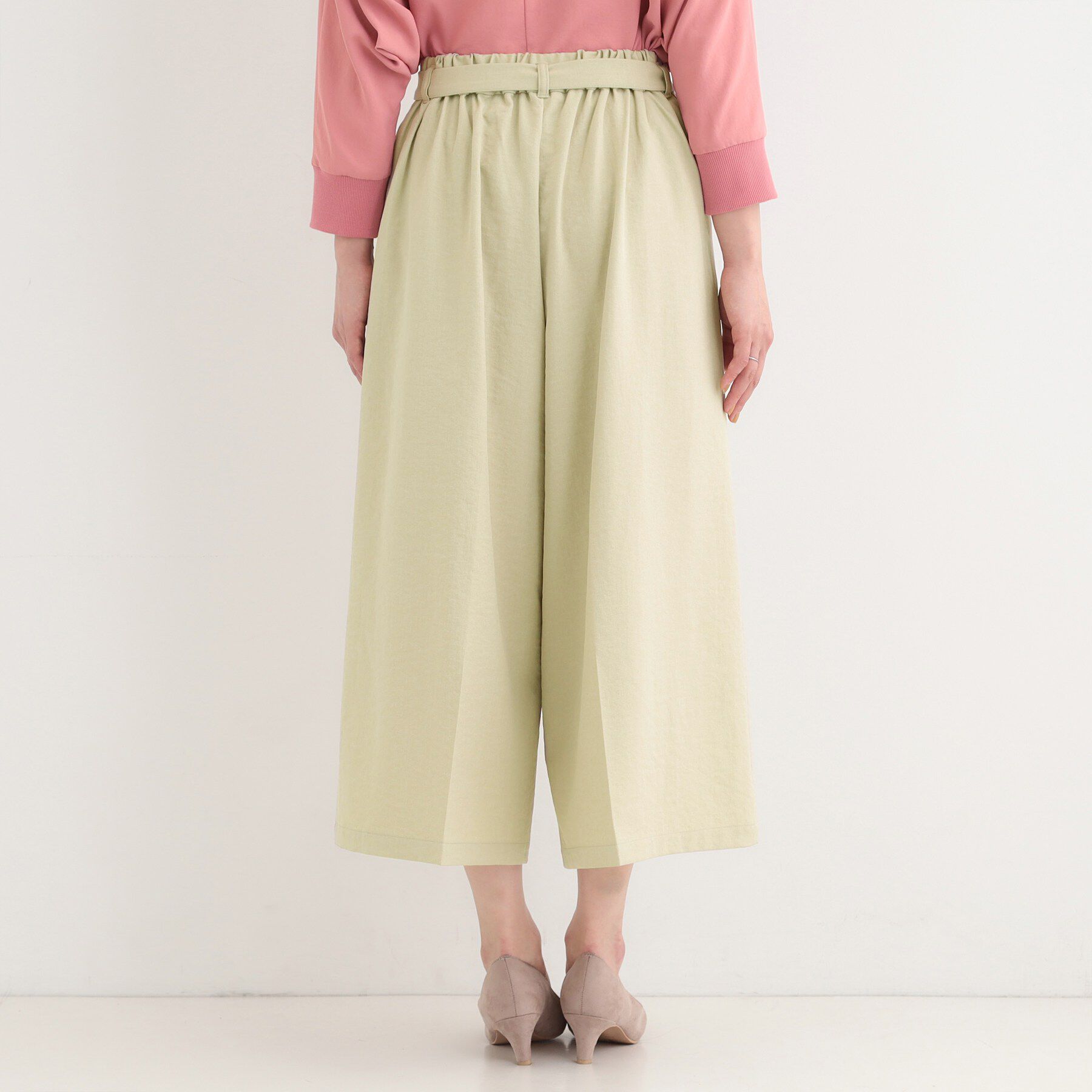 SHOO･LA･RUE「【洗濯機可/S-LL】ハイウエストで美脚見え リボンクロップドワイドパンツ」|その他|