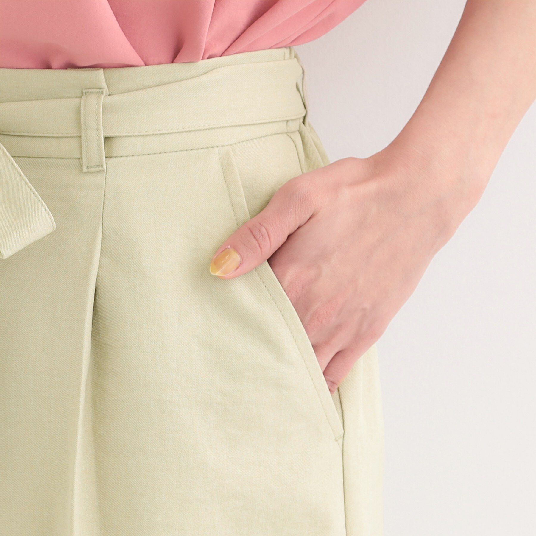 SHOO･LA･RUE「【洗濯機可/S-LL】ハイウエストで美脚見え リボンクロップドワイドパンツ」|その他|