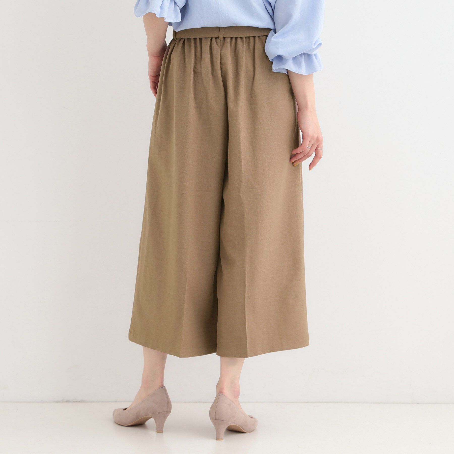 SHOO･LA･RUE「【洗濯機可/S-LL】ハイウエストで美脚見え リボンクロップドワイドパンツ」|その他|