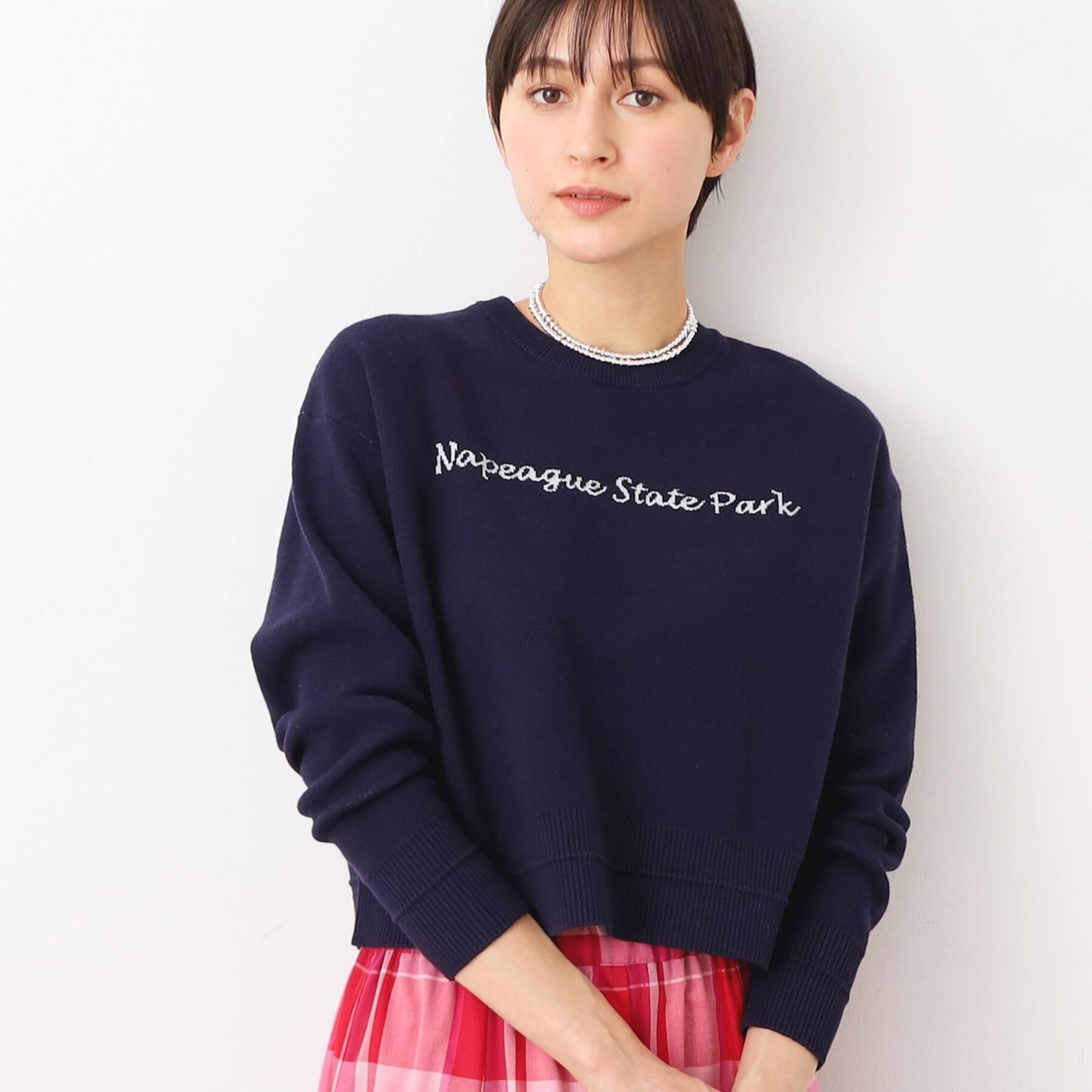 Dessin「【洗える】クロップド丈ロゴジャカードニット（S～L）」|ニット・セーター|ネイビー(094)