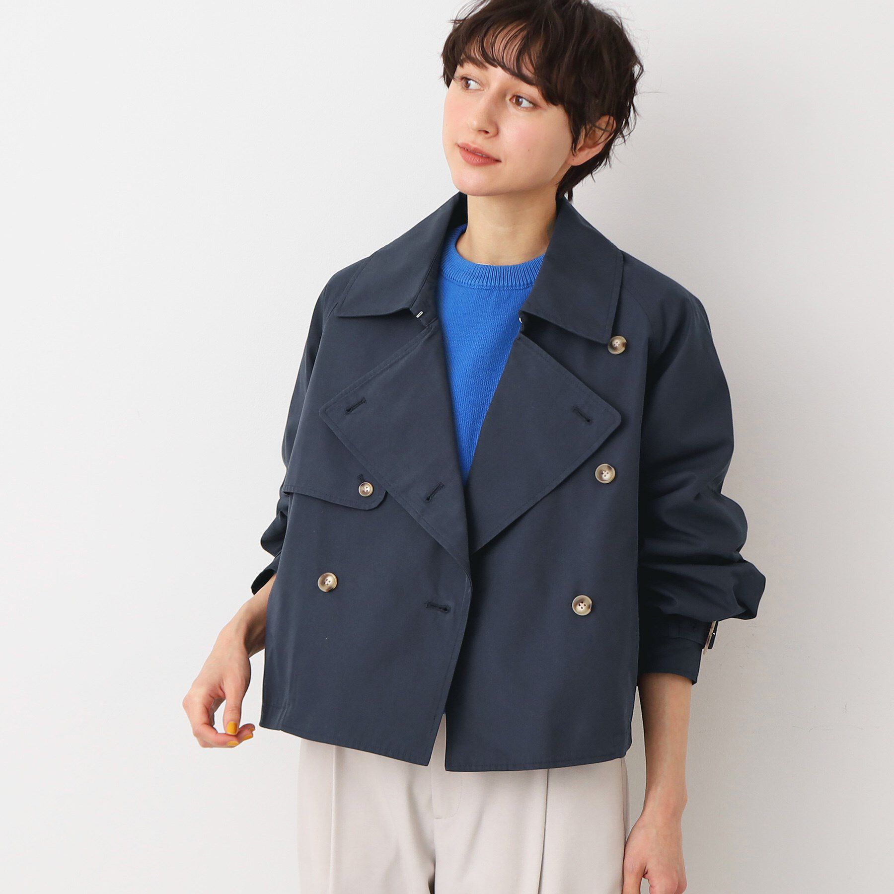 Dessin「【洗える】ショートトレンチジャケット」|テーラードジャケット|ネイビー(094)