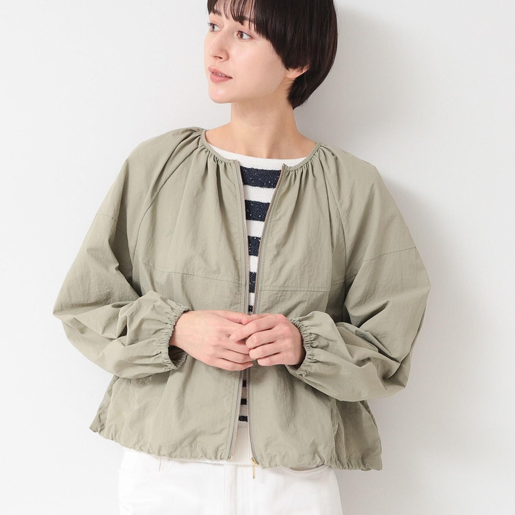 Dessin「【洗える】ギャザークルーネックブルゾン（S～L）」|ブルゾン・スタジャン|オリーブグリーン(0