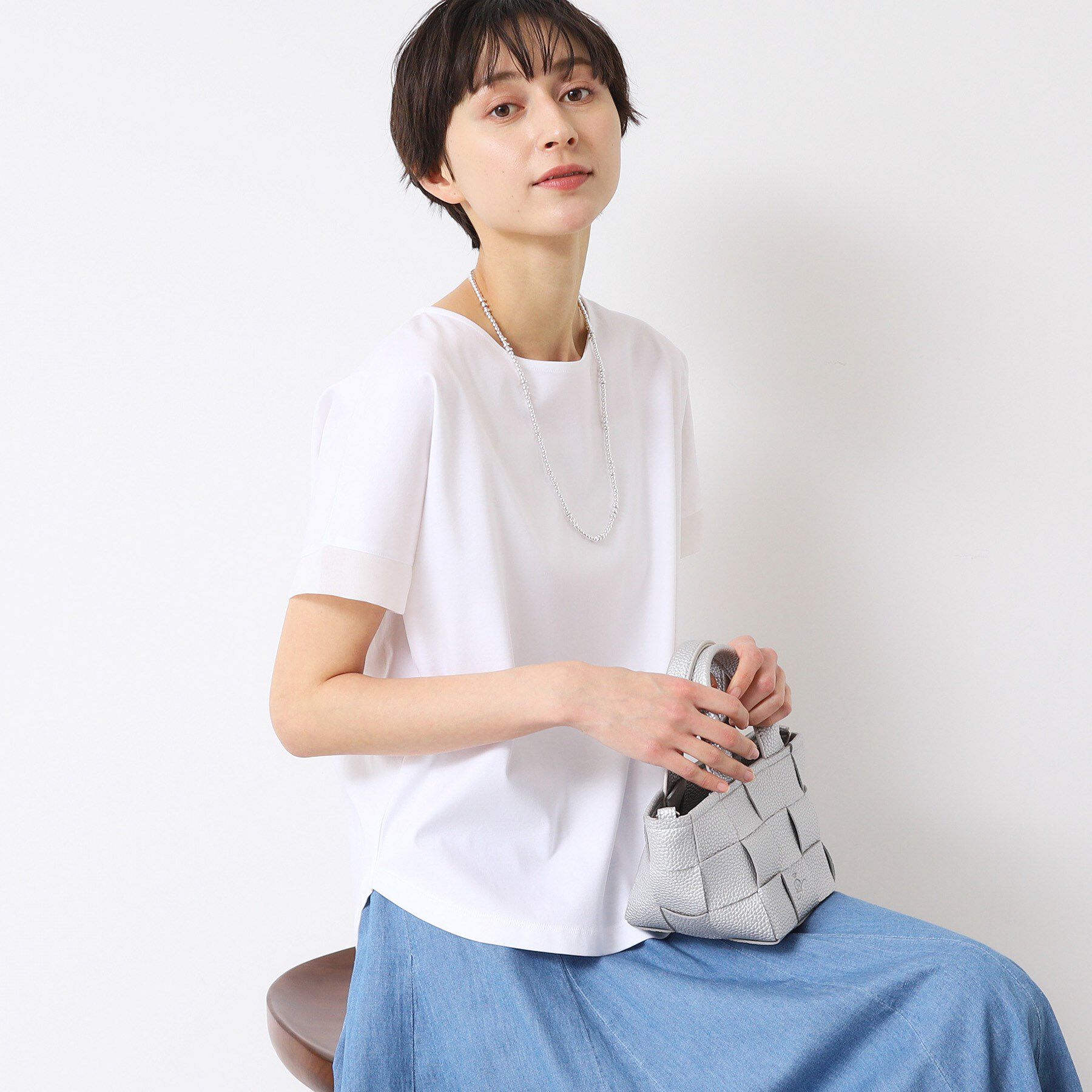 Dessin「【接触冷感・洗える】美光沢カットソーゆったりシルエット」|Tシャツ・カットソー|ホワイト(002)