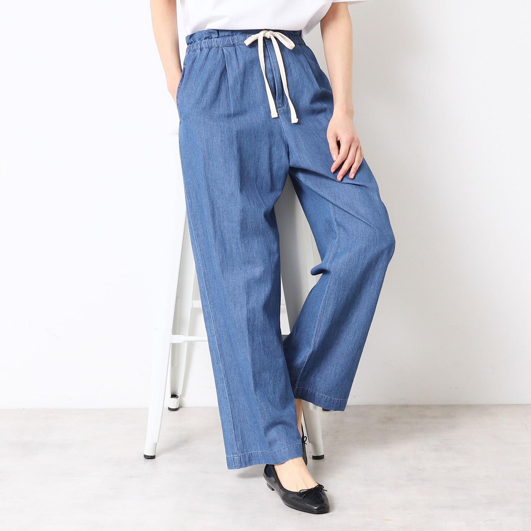 Dessin「【ウエストゴム・洗える】リネンブレンドデニム調イージーパンツ（XS～L）」|その他|