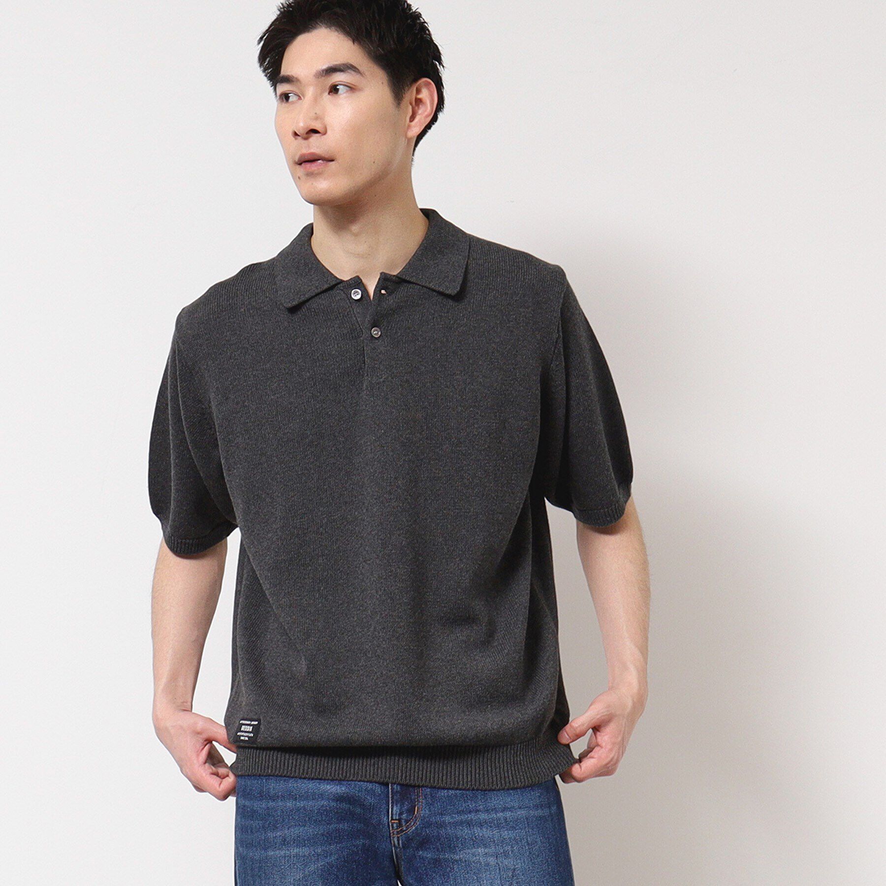Dessin「【洗える】ニットポロシャツ」|ポロシャツ|チャコールグレー(0