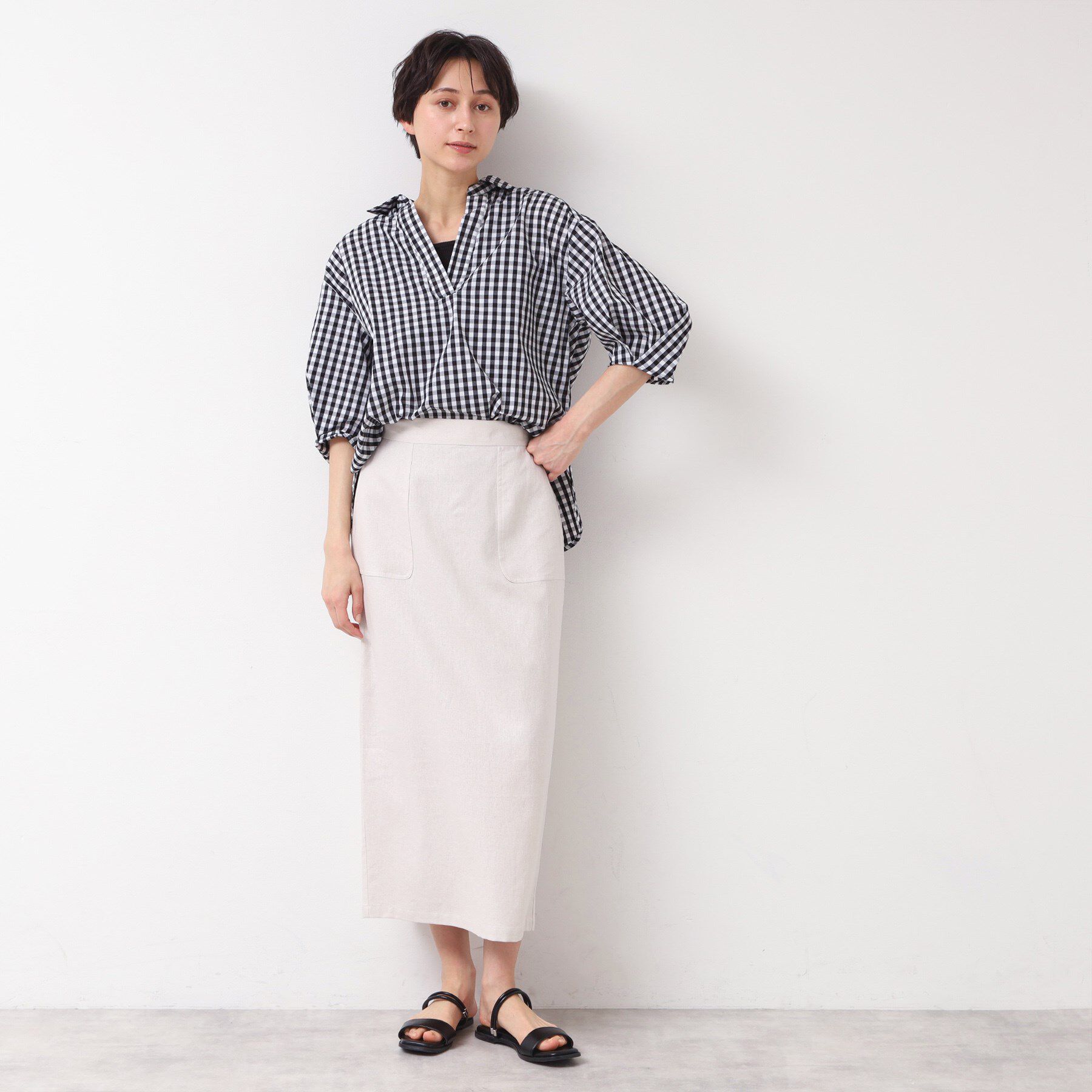 Dessin「【洗える・4サイズ展開】スキッパーシャツブラウス（XS～L）」|シャツ・ブラウス|