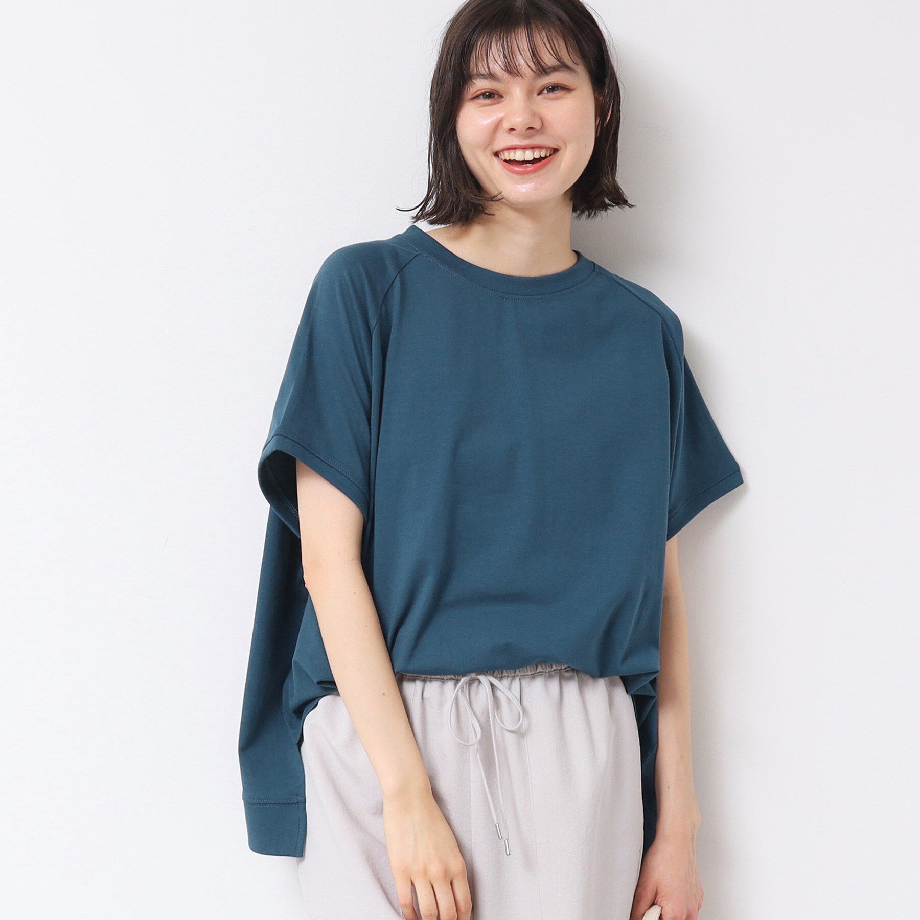 Dessin「【洗える】ワイドラグランスリーブカットソー（XS～L）」|Tシャツ・カットソー|ブルー(093)