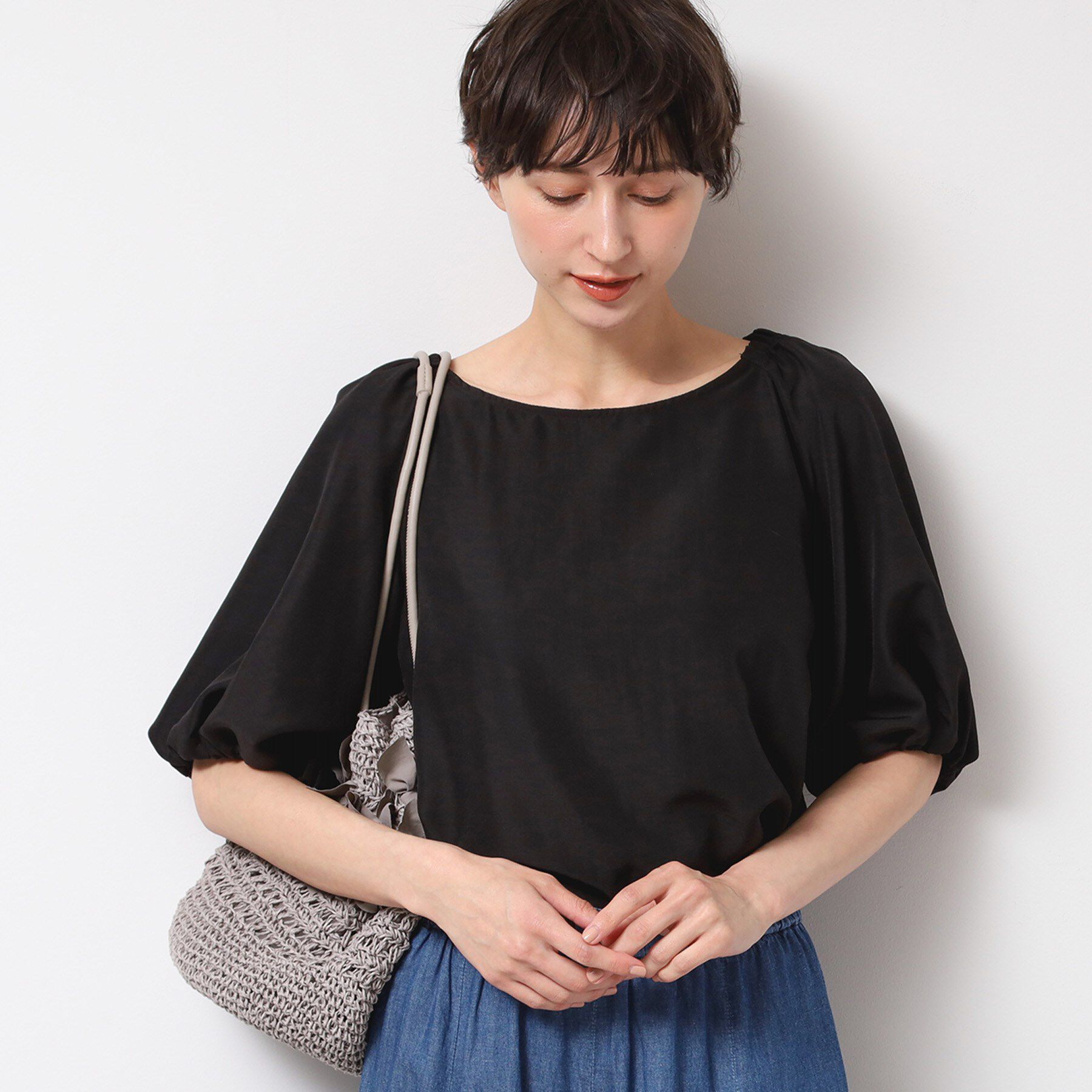 Dessin「【洗える】バッグギャザー入り五分袖ボリュームブラウス」|シャツ・ブラウス|