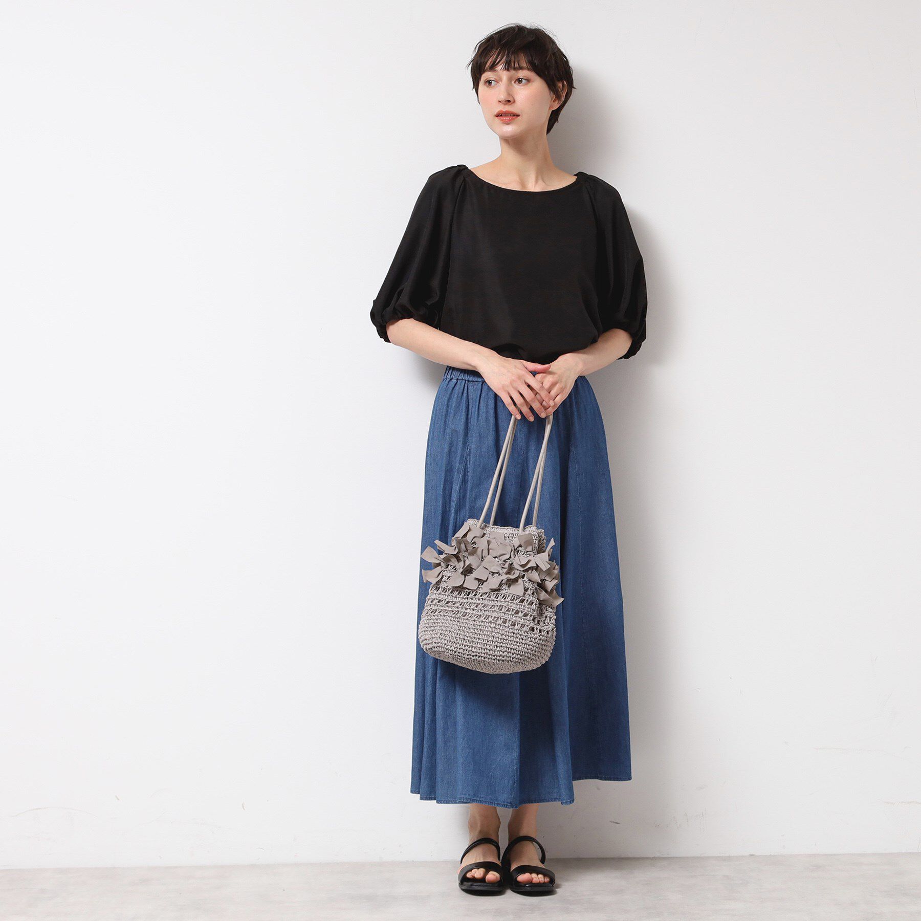 Dessin「【洗える】バッグギャザー入り五分袖ボリュームブラウス」|シャツ・ブラウス|