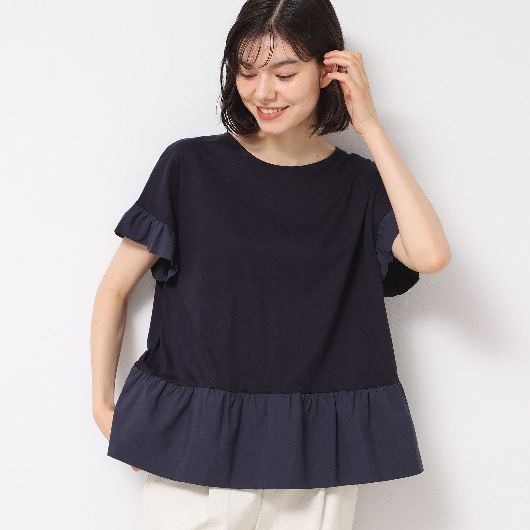 Dessin「◆【洗える】ラッフルドッキングカットソー」|Tシャツ・カットソー|