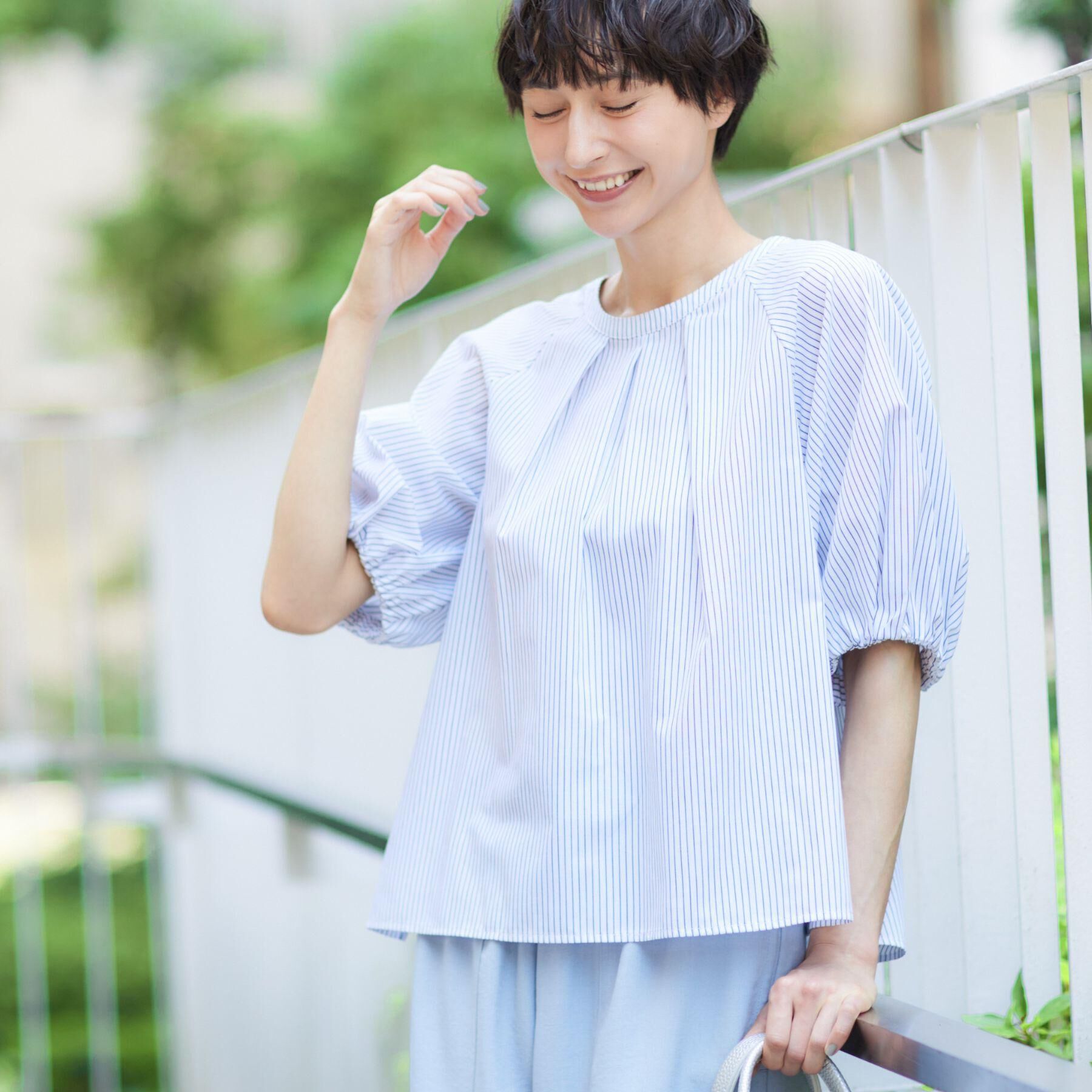 Dessin「【洗える】ギャザー入りバルーンスリーブブラウス」|シャツ・ブラウス|