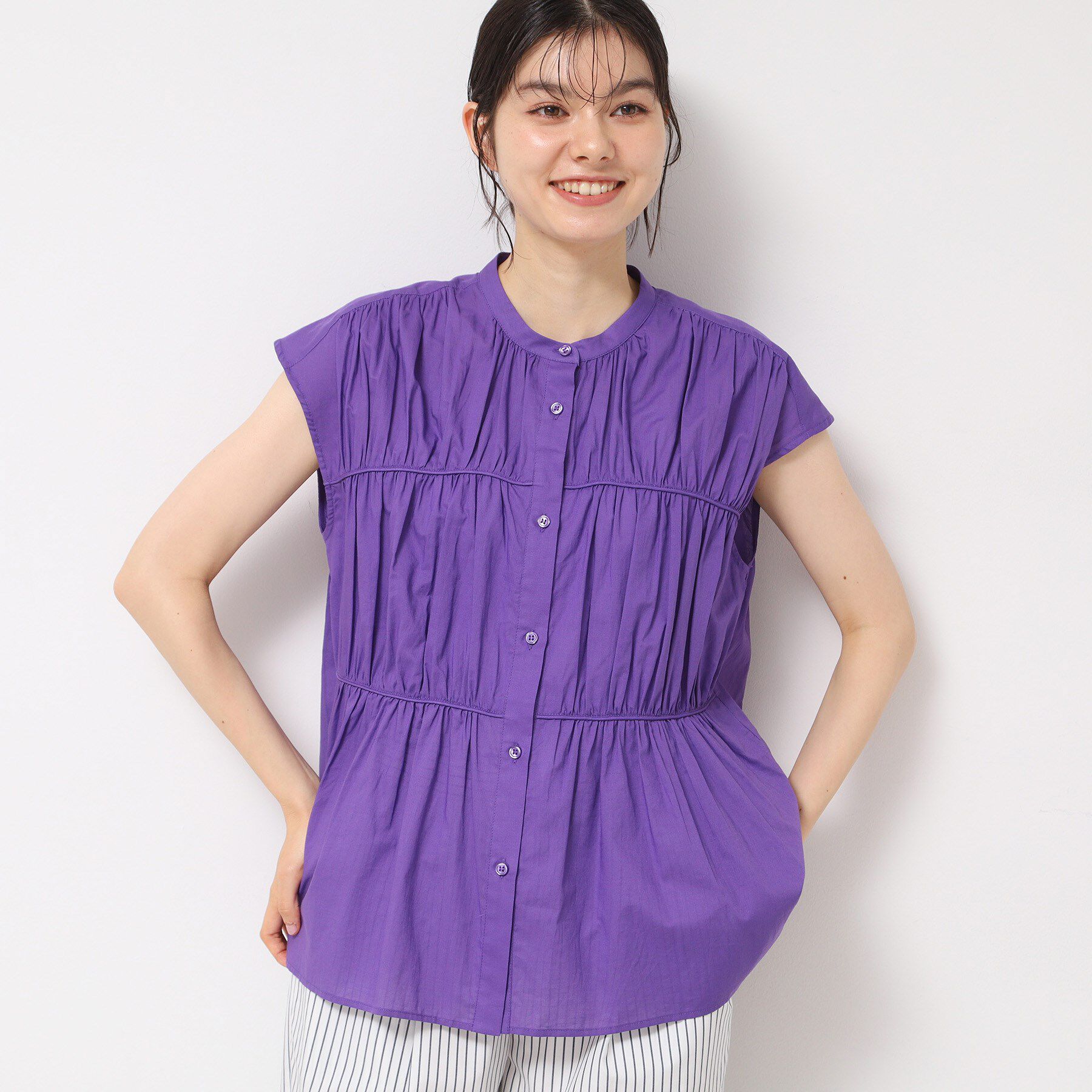 Dessin「【洗える】シャーリングペプラムブラウス」|シャツ・ブラウス|