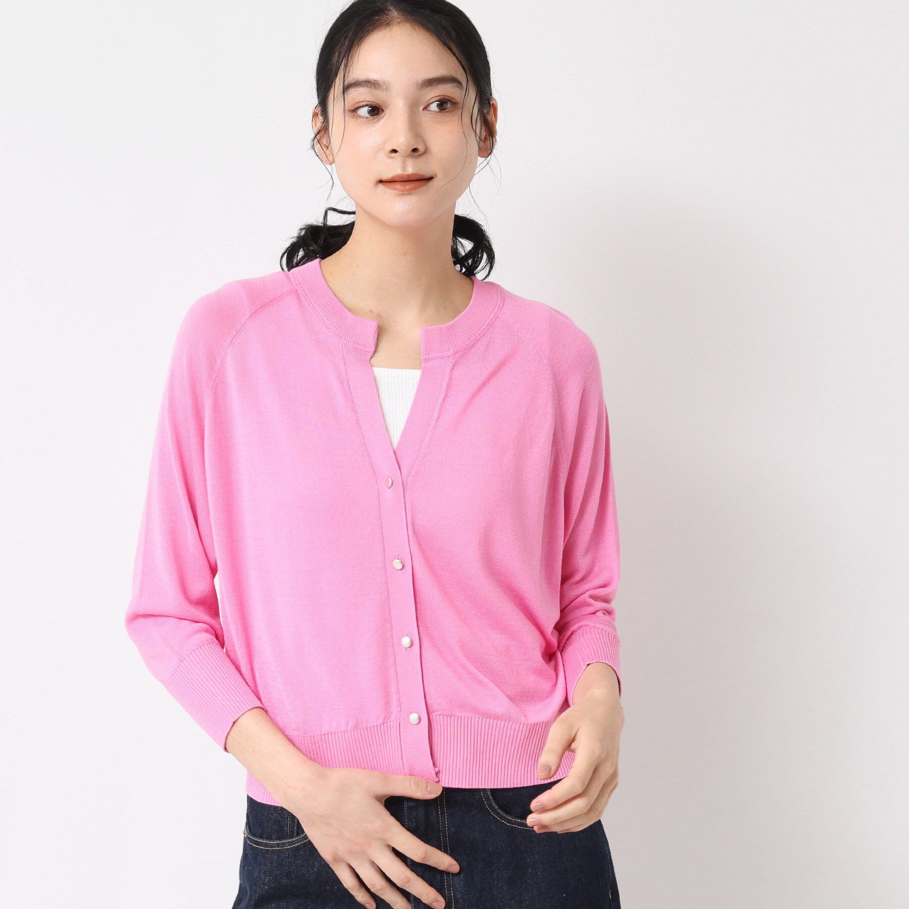 Dessin「【洗える】キーネックカーディガン」|カーディガン|