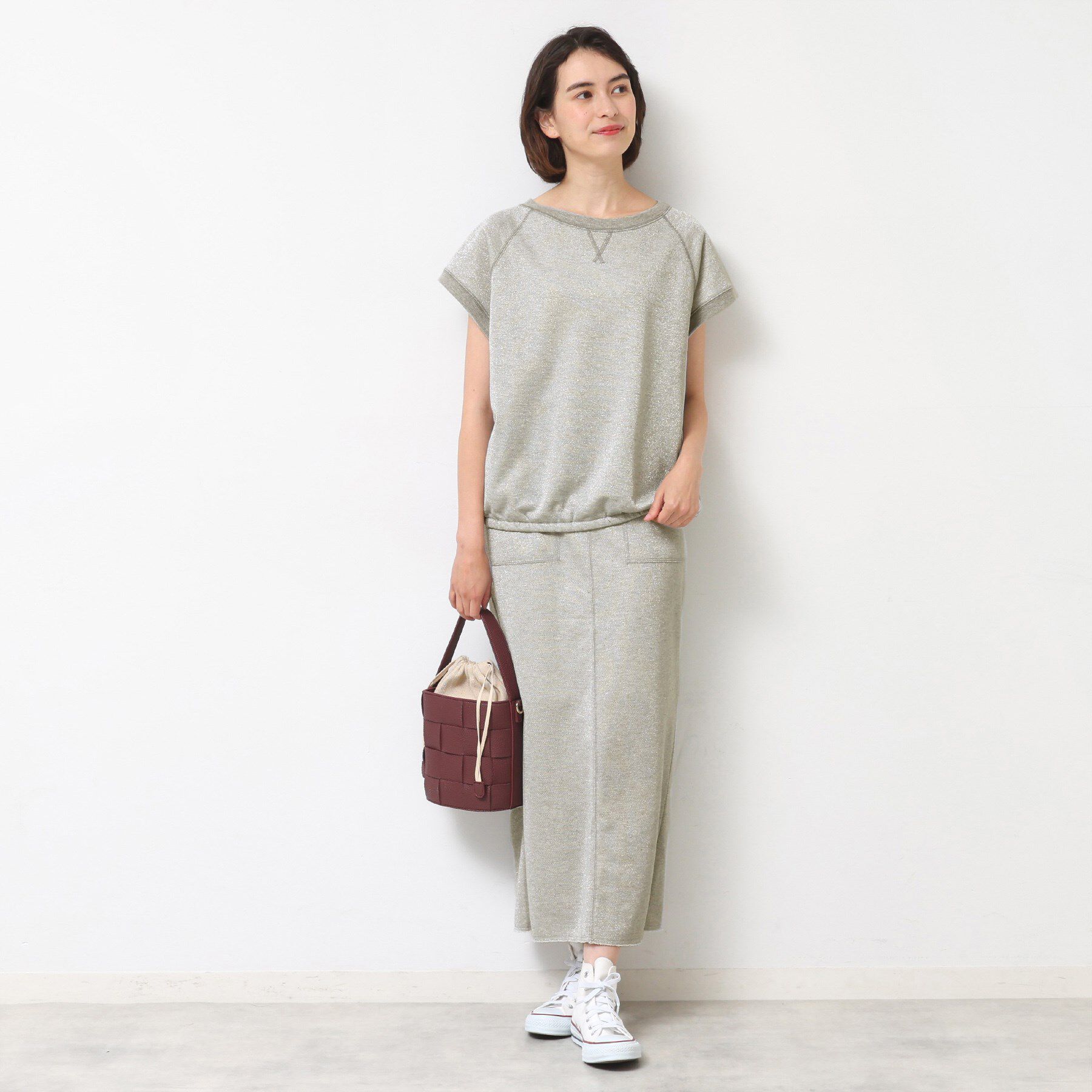 Dessin「【セットアップ可・洗える】ラメ裏毛ナロースカート」|スカート|