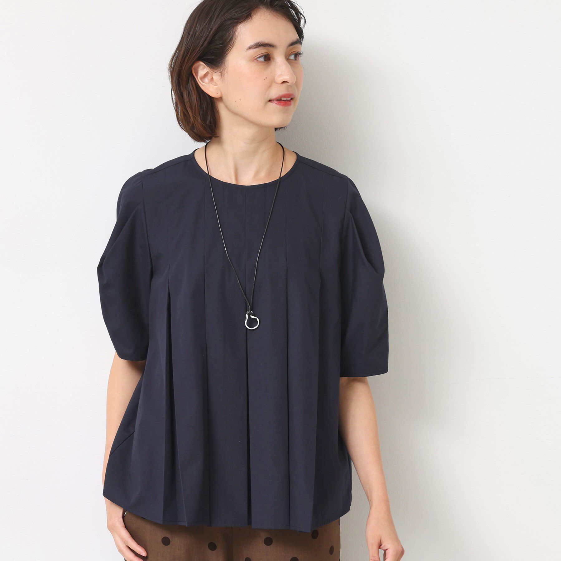 Dessin「【洗える】タックデザインブラウス」|シャツ・ブラウス|ネイビー(094)