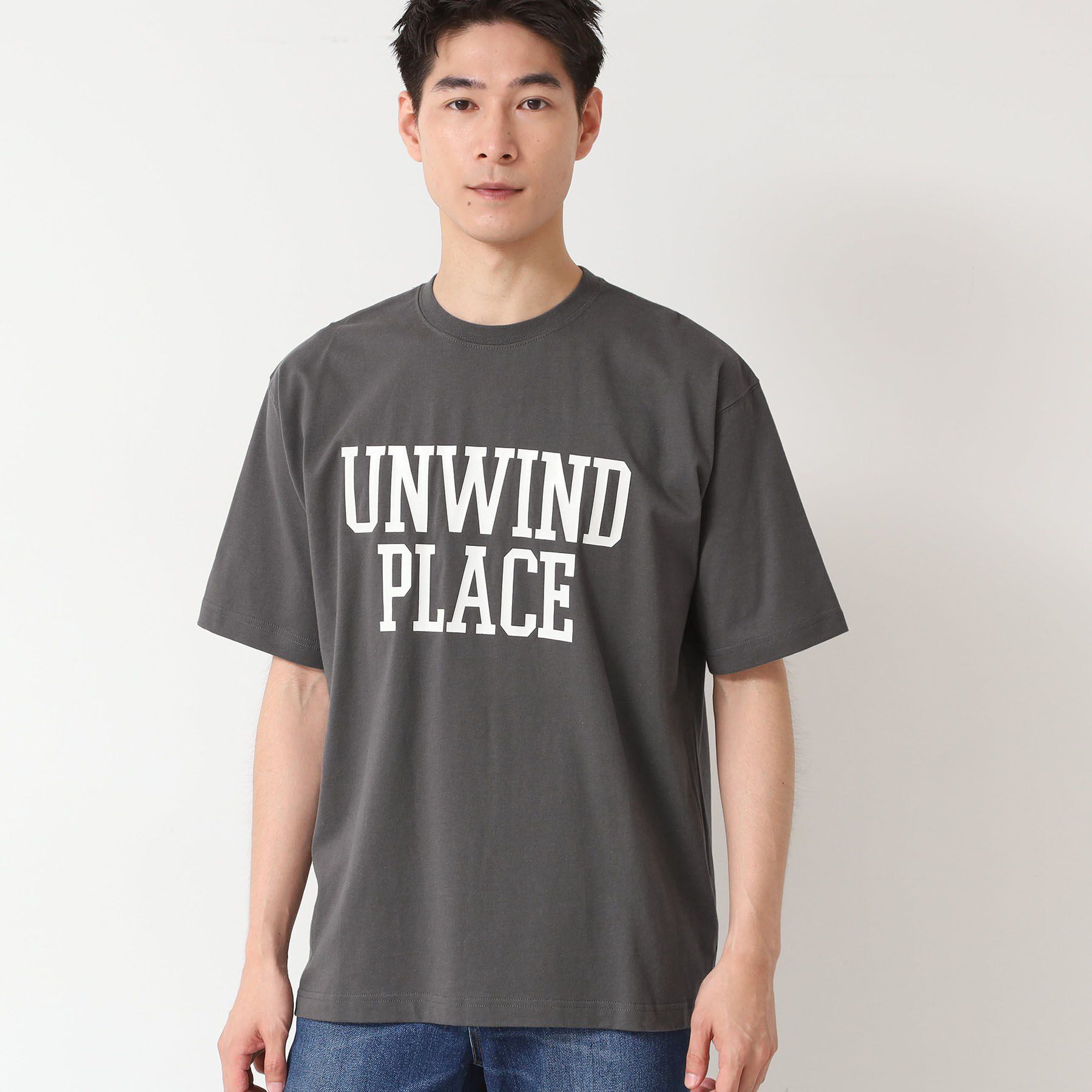 Dessin「【洗える】オーガニックコットン ロゴプリントTシャツ」|Tシャツ・カットソー|チャコールグレー(0