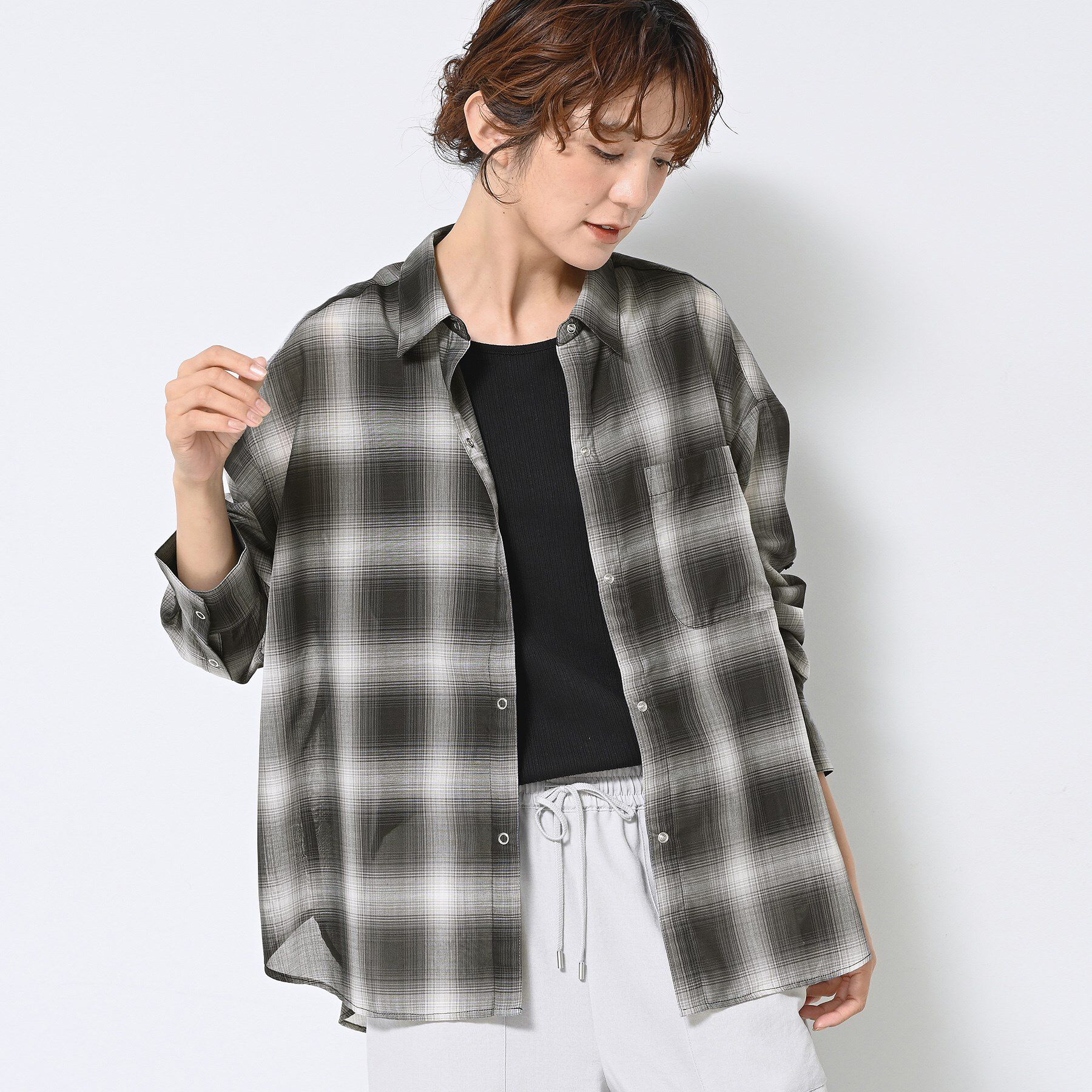 Dessin「【洗える】シアーオンブレーチェックシャツ」|シャツ・ブラウス|