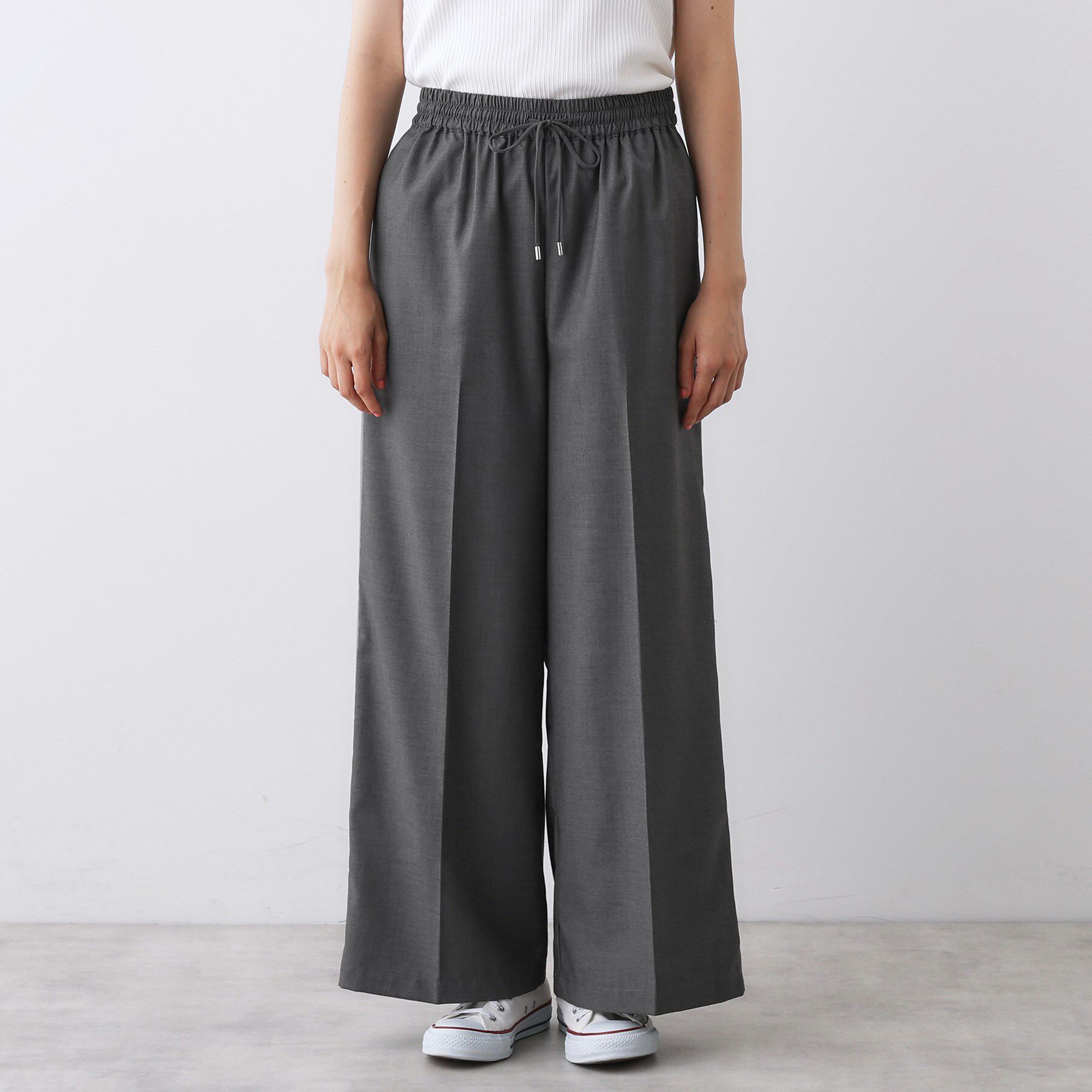 Dessin「【セットアップ可/ウエストゴム/洗える】サイドライン入りワイドパンツ」|その他|