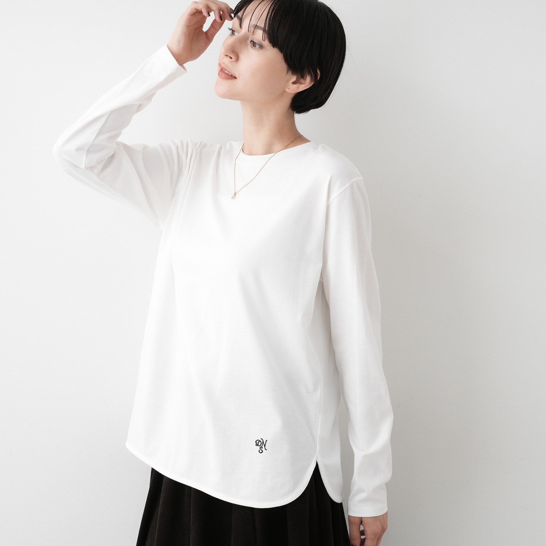 Dessin「【選べる首元デザイン/洗える】クルーネックロングTシャツ」|Tシャツ・カットソー|