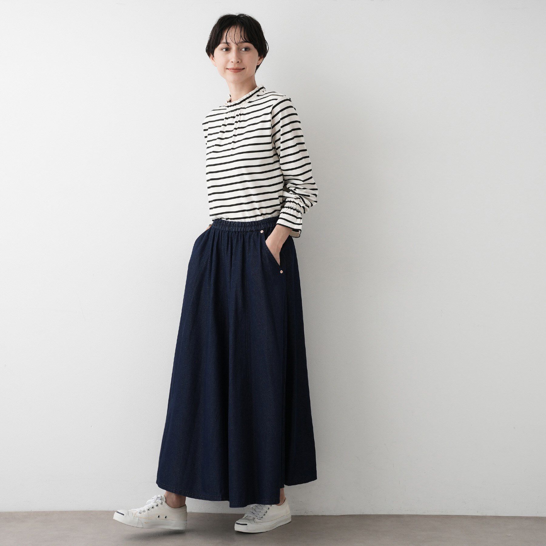 Dessin「【選べる首元デザイン/洗える】ネックフリルロングカットソー」|Tシャツ・カットソー|