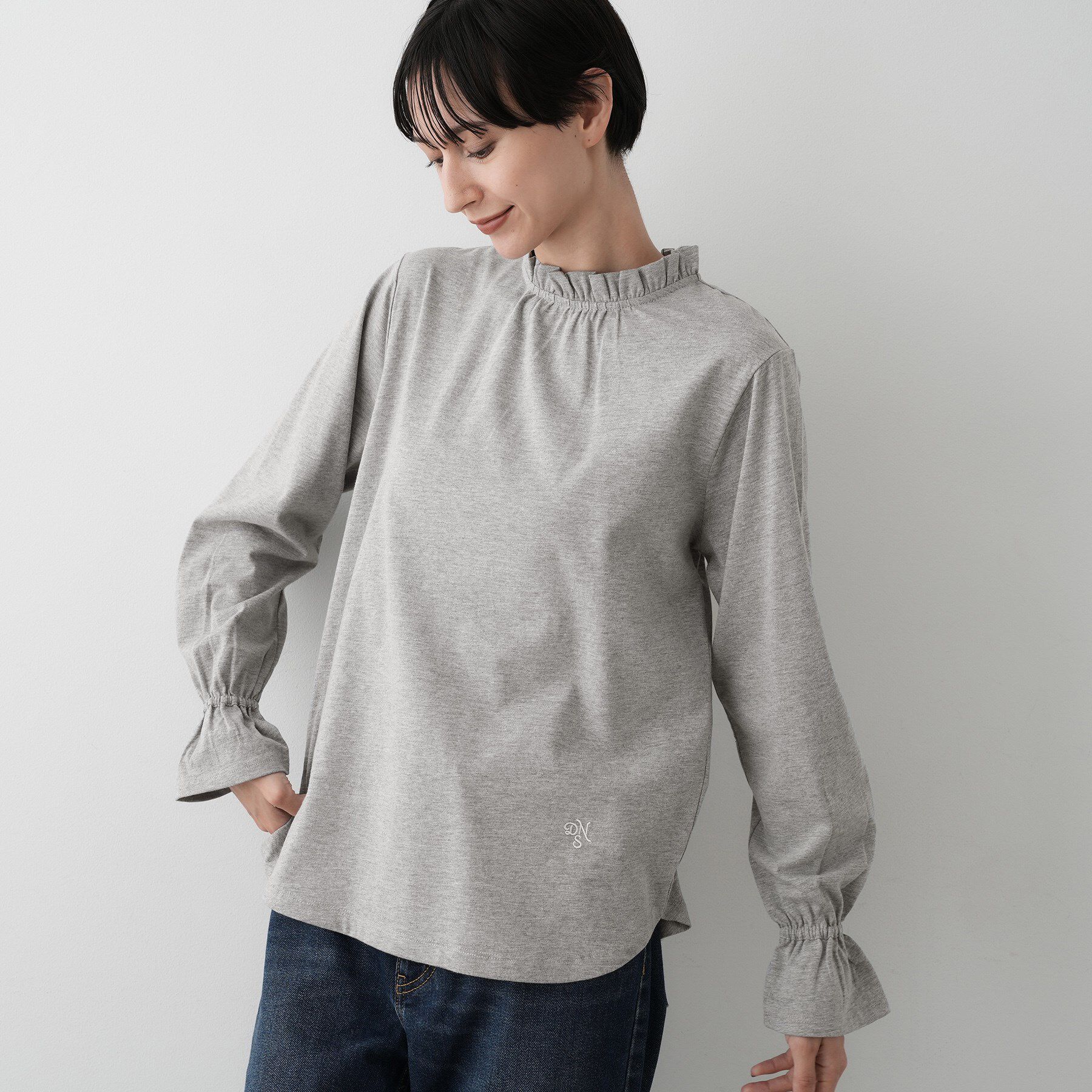 Dessin「【選べる首元デザイン/洗える】ネックフリルロングカットソー」|Tシャツ・カットソー|