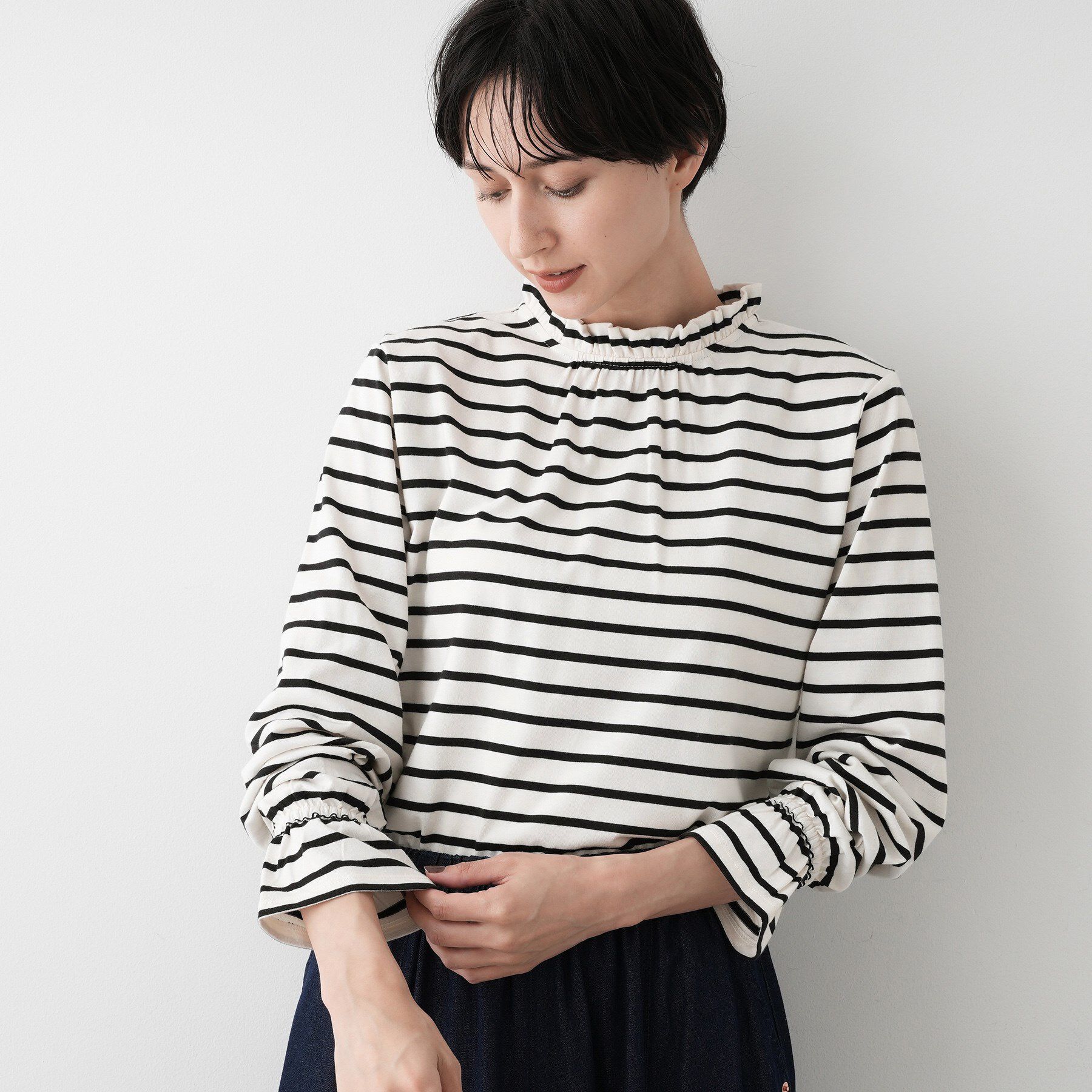 Dessin「【選べる首元デザイン/洗える】ネックフリルロングカットソー」|Tシャツ・カットソー|