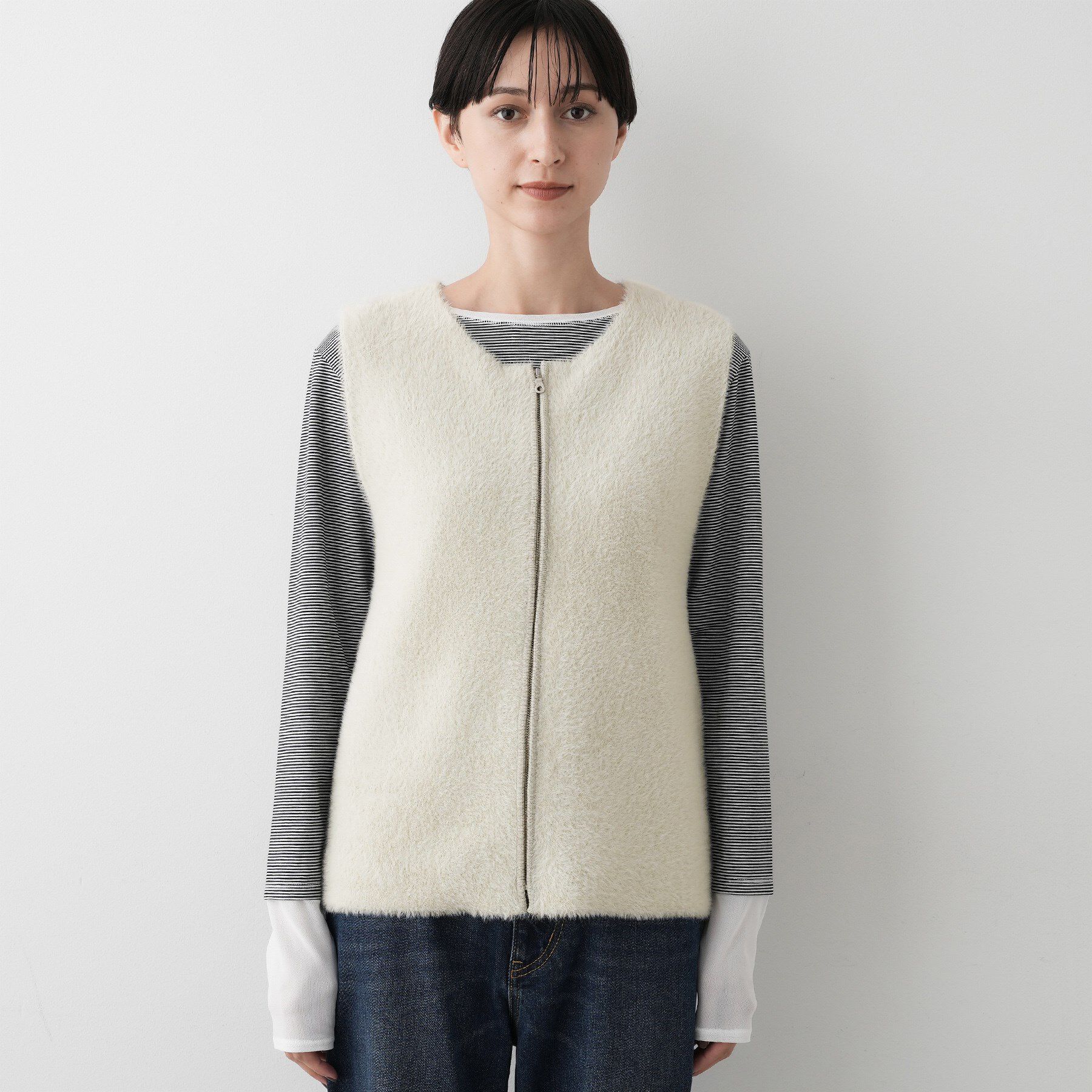 Dessin「【洗える】ファーヤーンジップジレ」|ベスト・ジレ|