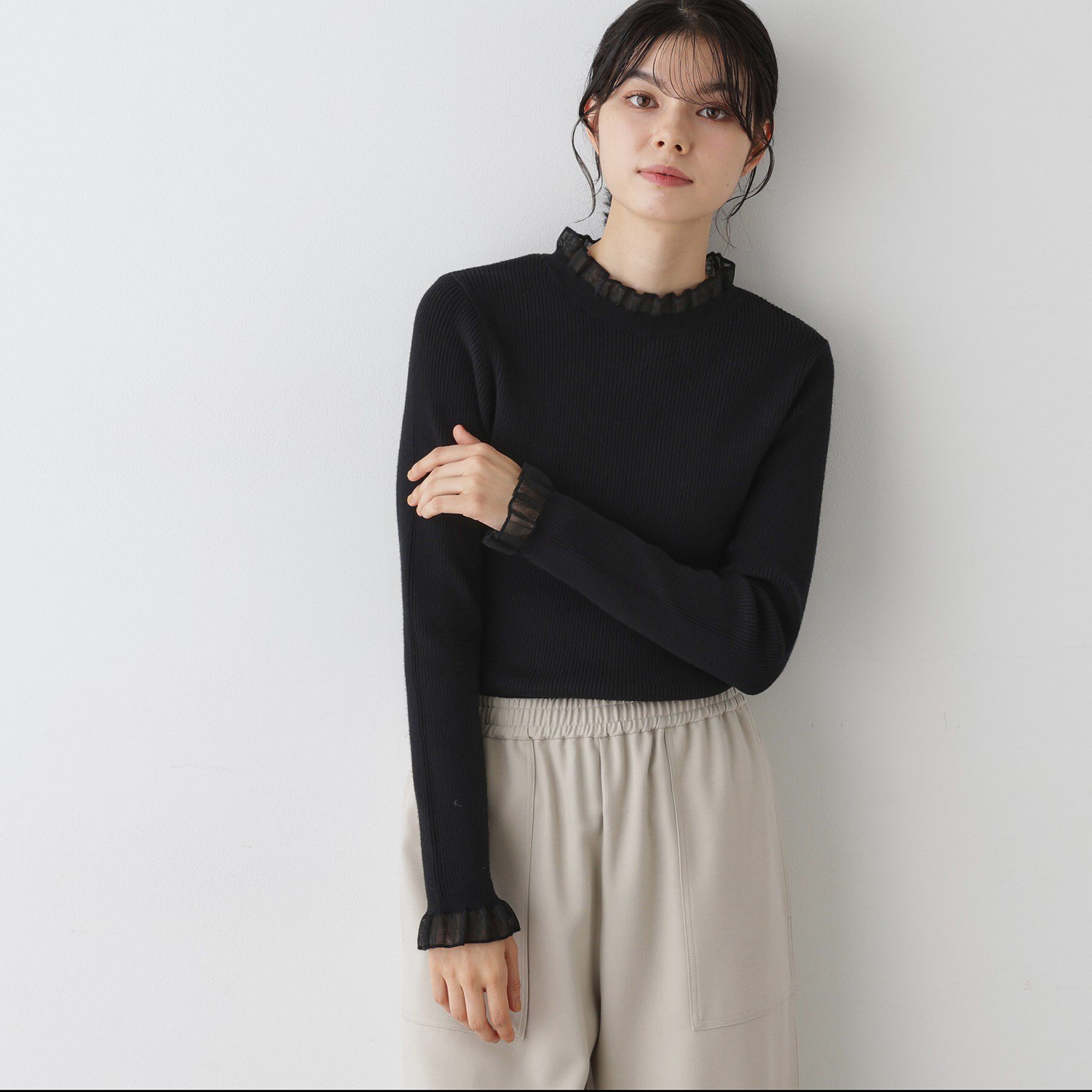 Dessin「【洗える】オーガンジーフリルニット」|ニット・セーター|