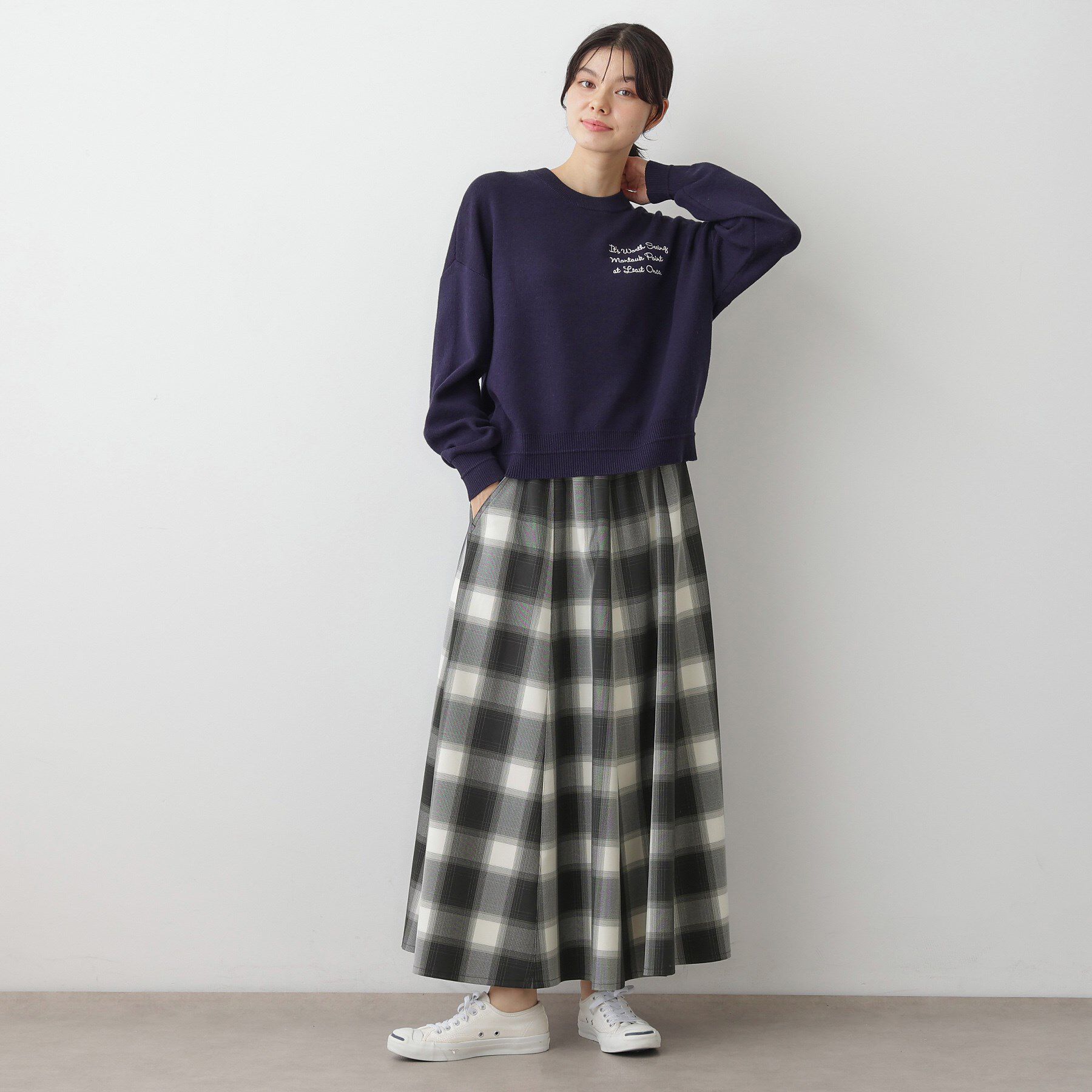 Dessin「【洗える・ウエストゴム】チェック柄フレアスカート」|スカート|