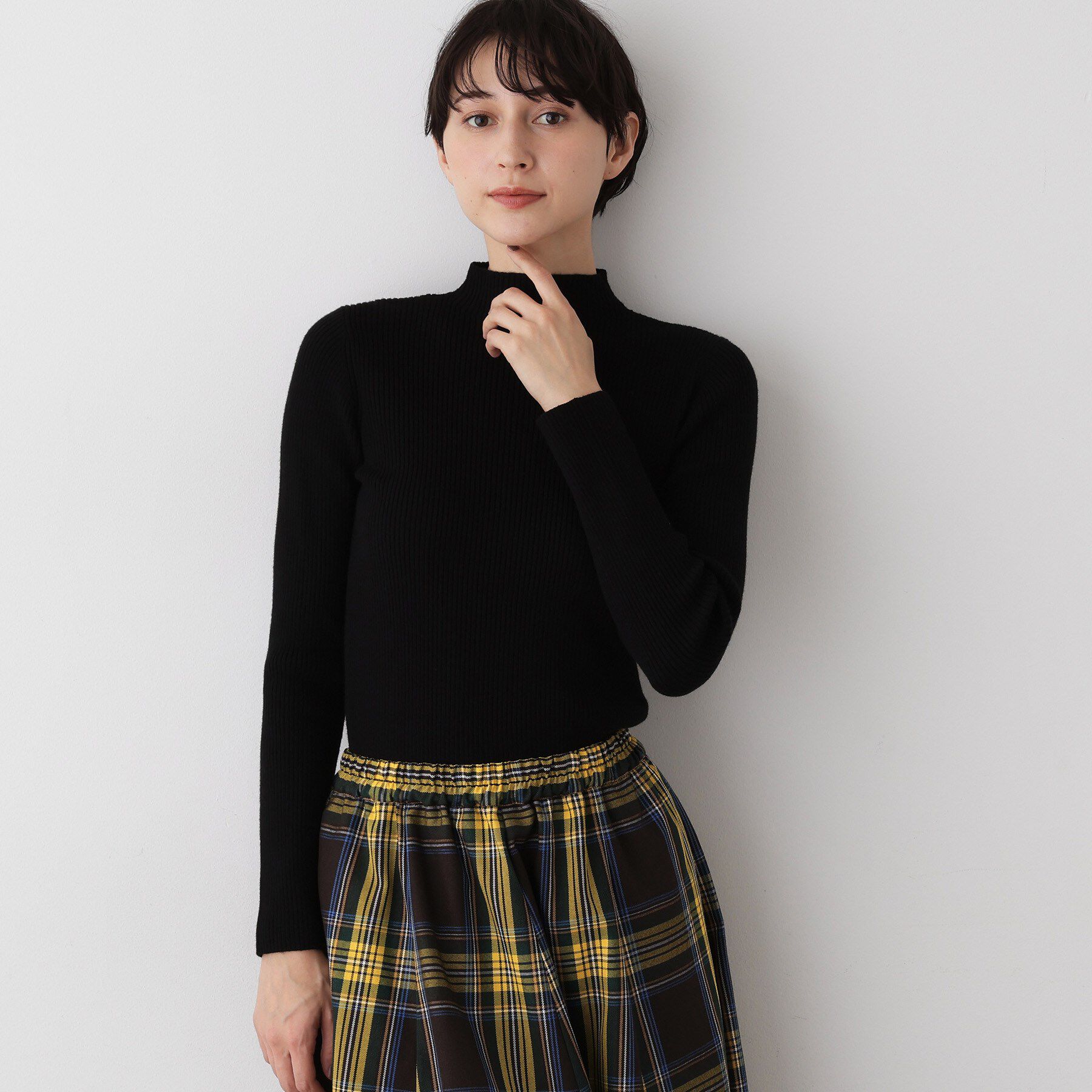 Dessin「【洗える】リブタートルネックニット」|ニット・セーター|ブラック(019)