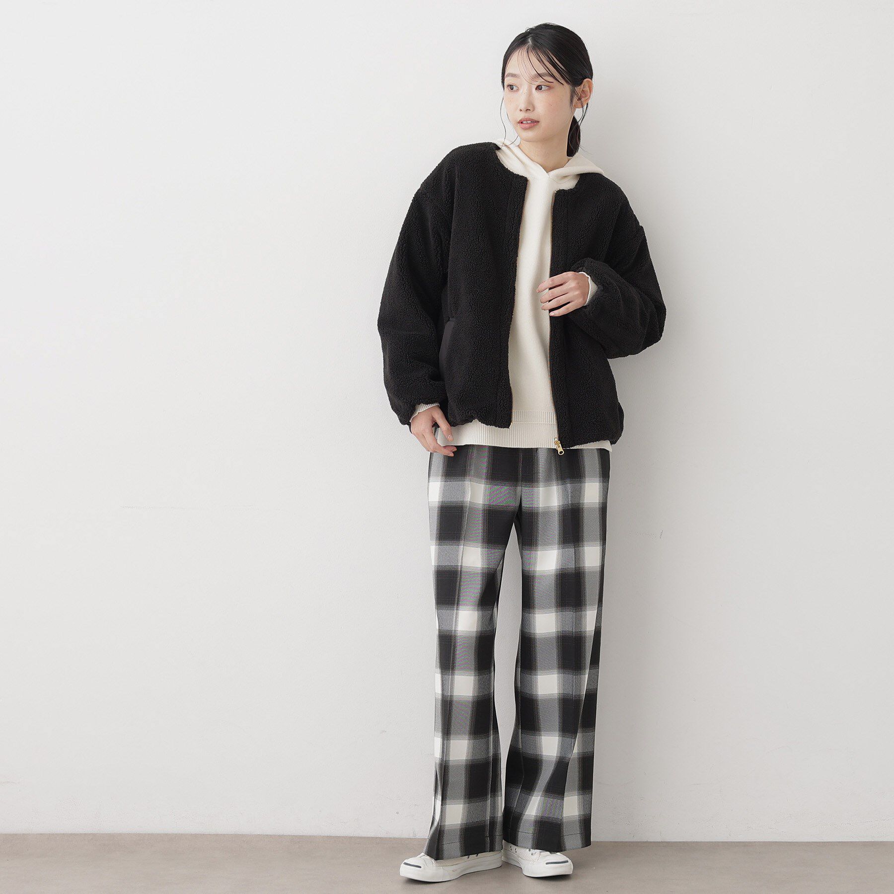 Dessin「【2WAY】リバーシブルタフタボアアウター」|ノーカラージャケット|