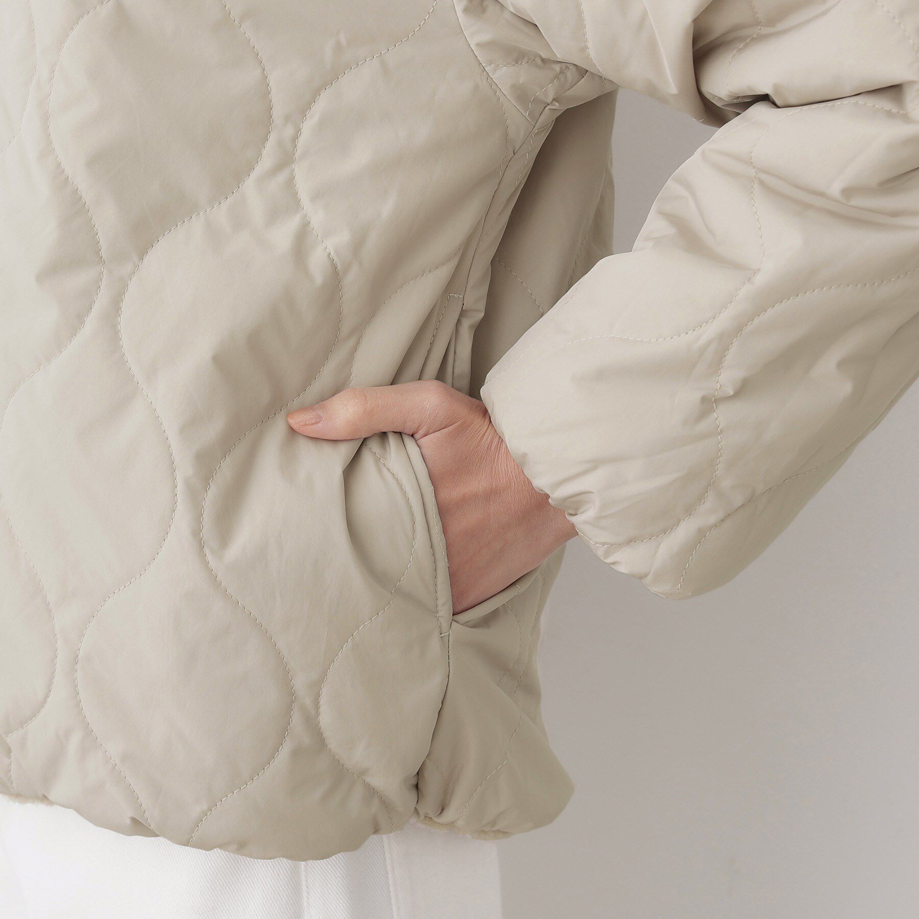 Dessin「【2WAY】リバーシブルタフタボアアウター」|ノーカラージャケット|