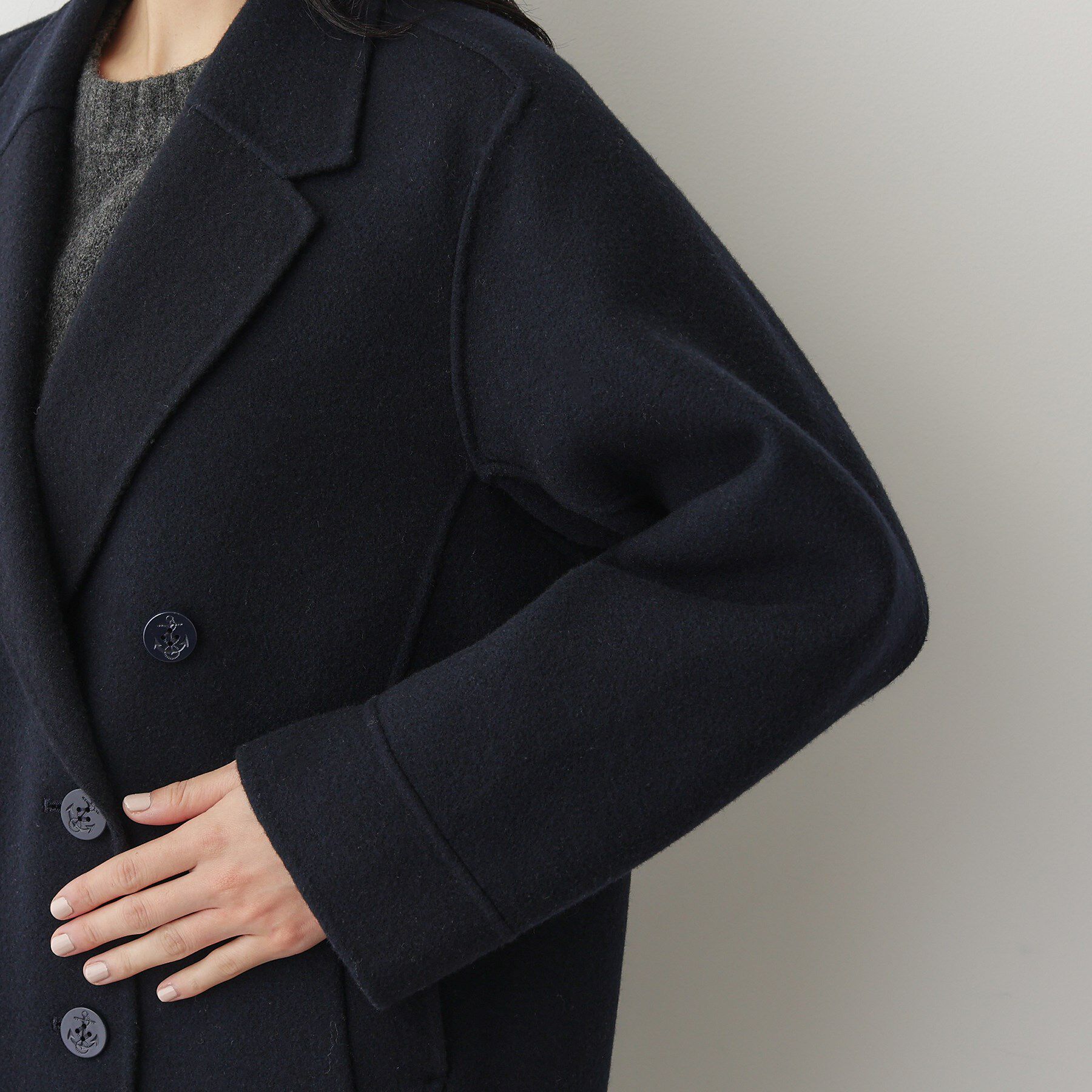 Dessin「【洗える】ウール混リバーメルトンコート」|ピーコート|