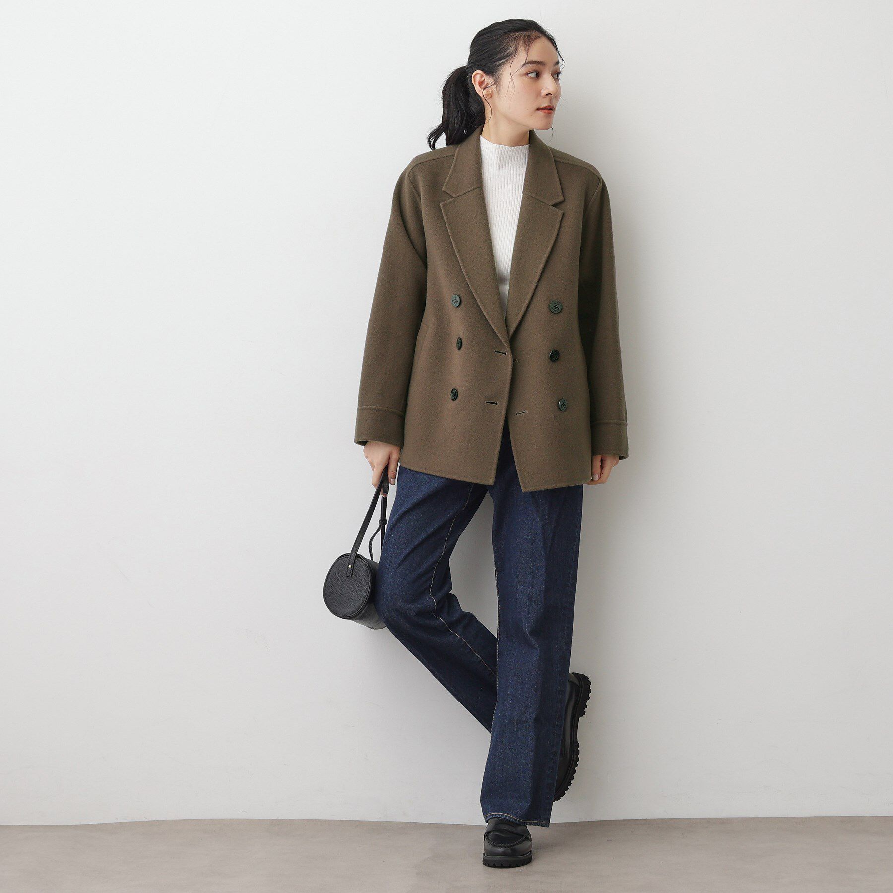 Dessin「【洗える】ウール混リバーメルトンコート」|ピーコート|