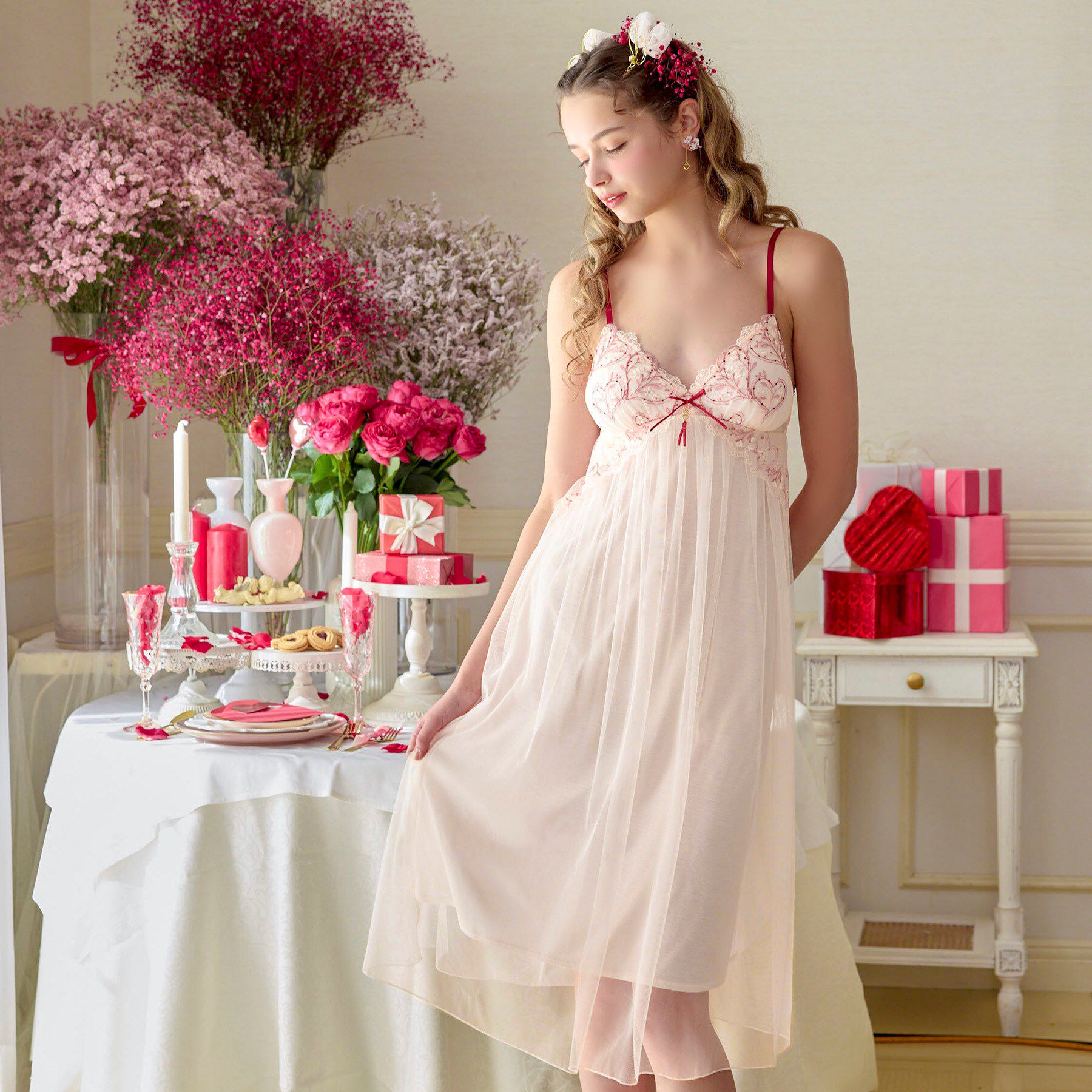 Risa Magli「フローチェ カップ付マキシワンピース」|インナー|