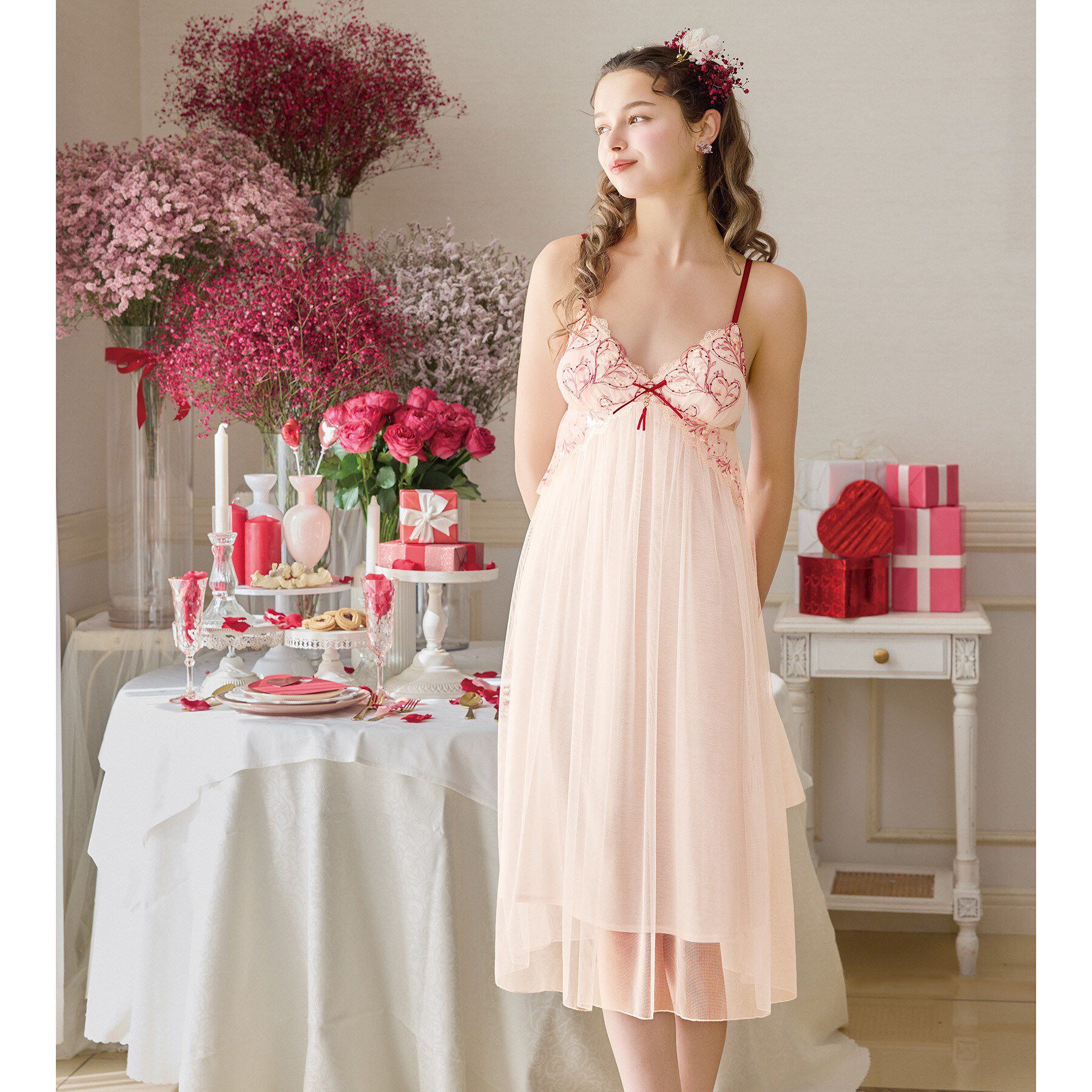 Risa Magli「フローチェ カップ付マキシワンピース」|インナー|