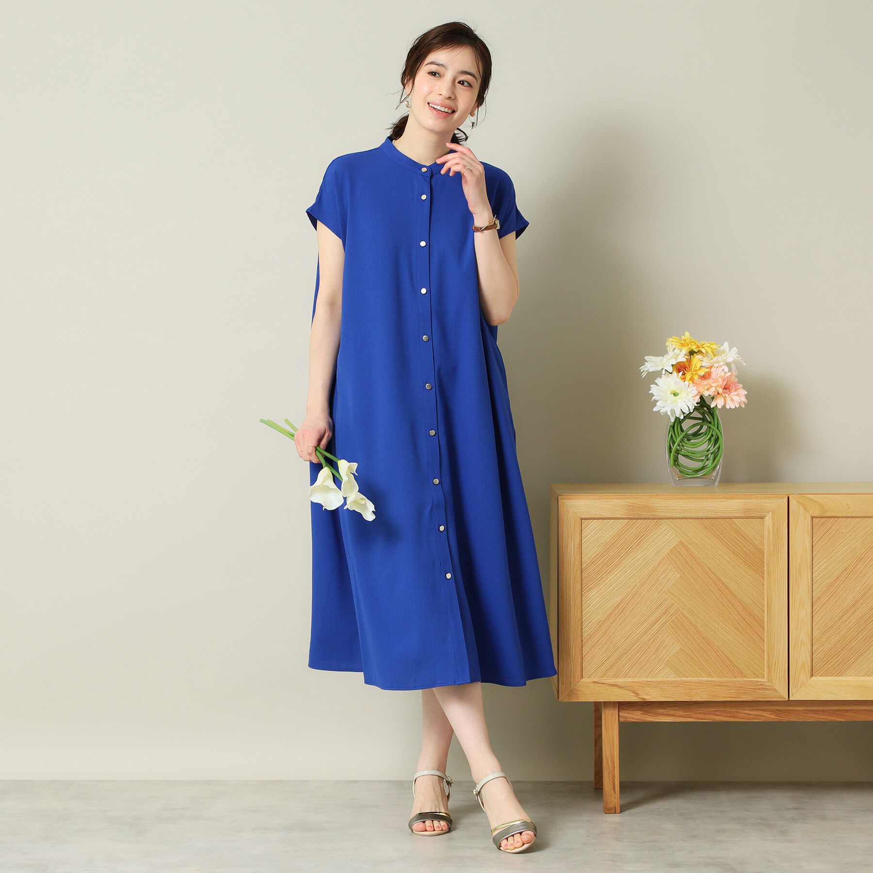 ITS&rsquo;DEMO「【UVケア／吸水速乾／洗濯機OK／冷感】麻調合繊前開きワンピース＜ラク服シリーズ＞」|ワンピース|