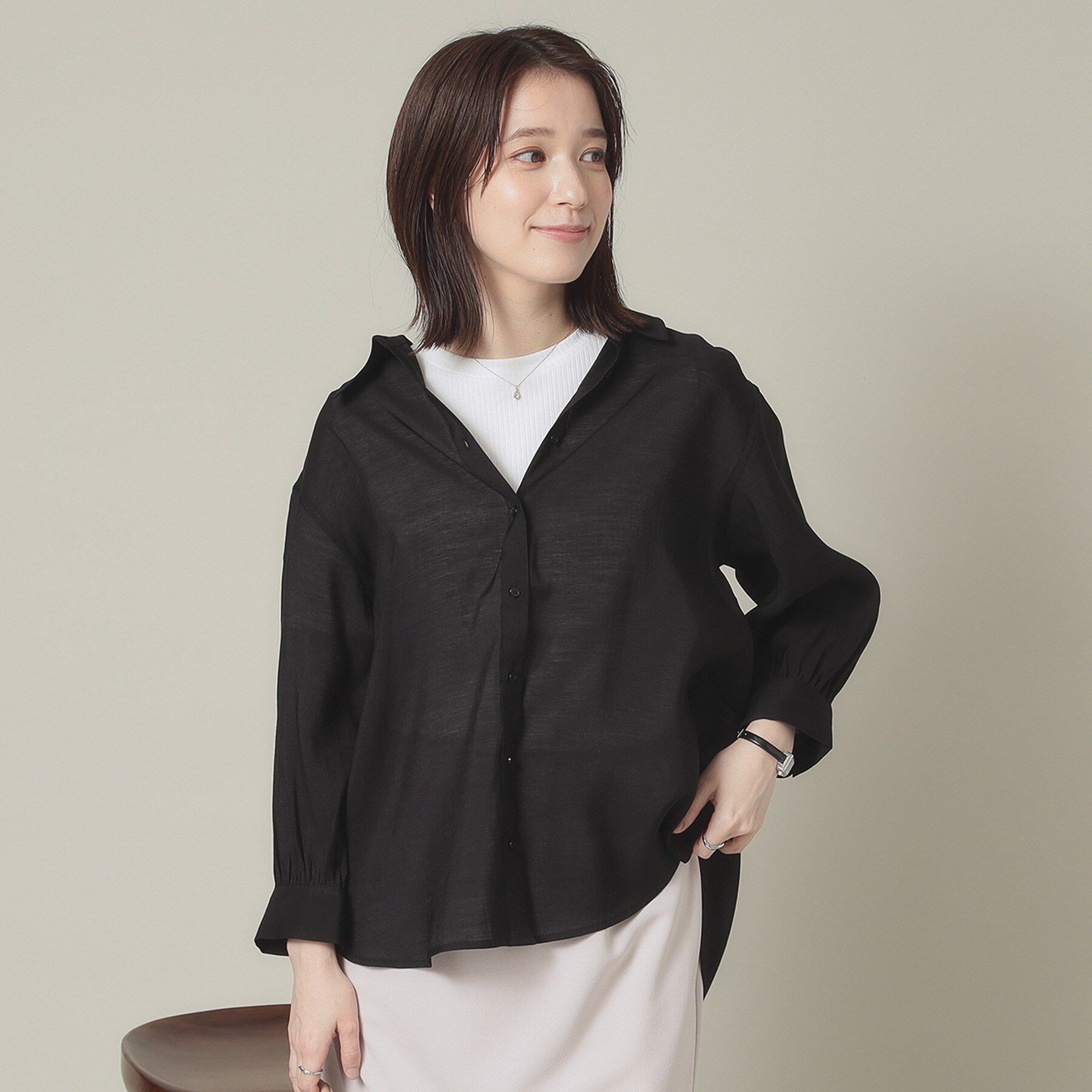 ITS&rsquo;DEMO「【手洗い可】シアーシャツ」|シャツ・ブラウス|ブラック(019)