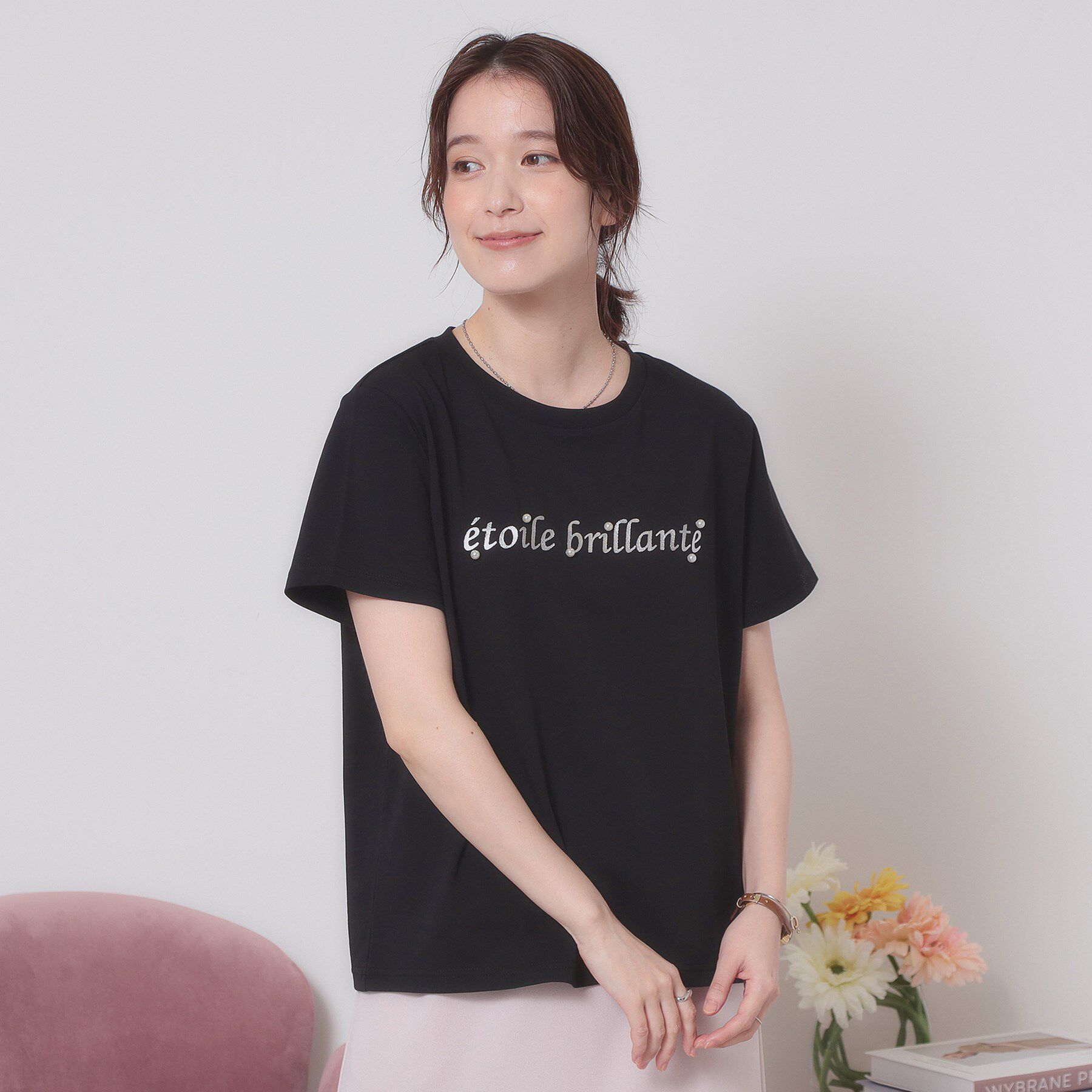 ITS&rsquo;DEMO「【手洗い可】箔ロゴプリントTシャツ」|Tシャツ・カットソー|ブラック(019)