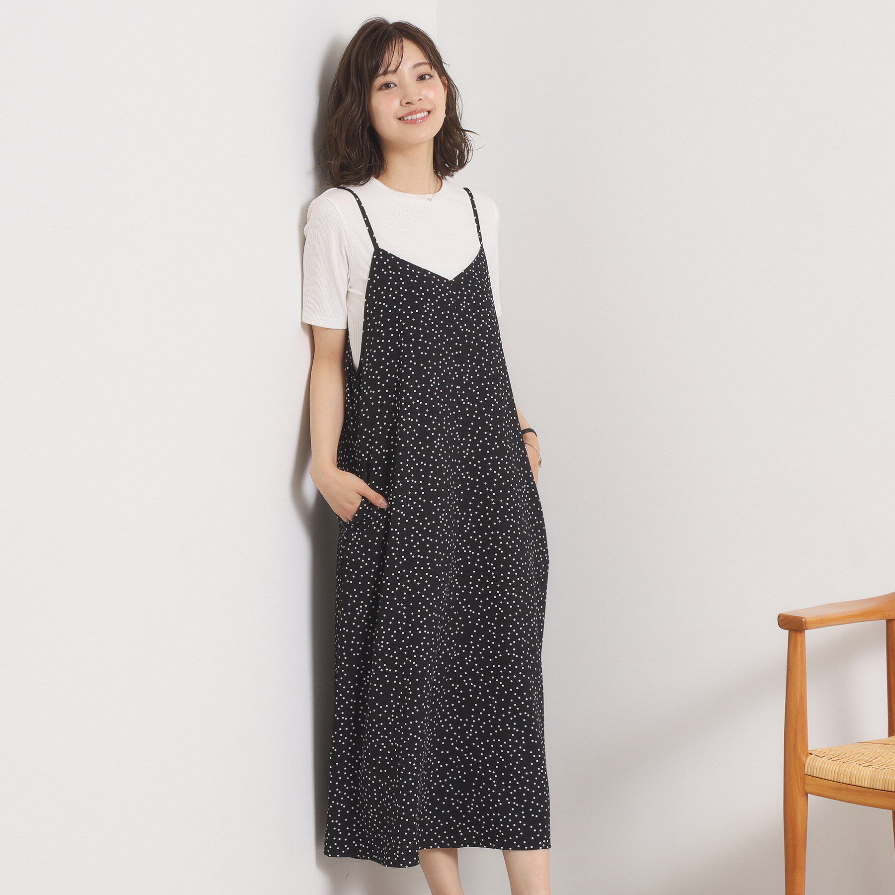 ITS&rsquo;DEMO「【UVカット／速乾／冷感／洗濯機OK／洗濯後しわになりにくい】麻調ストレッチキャミワンピ＜ラク服シリ」|ワンピース|