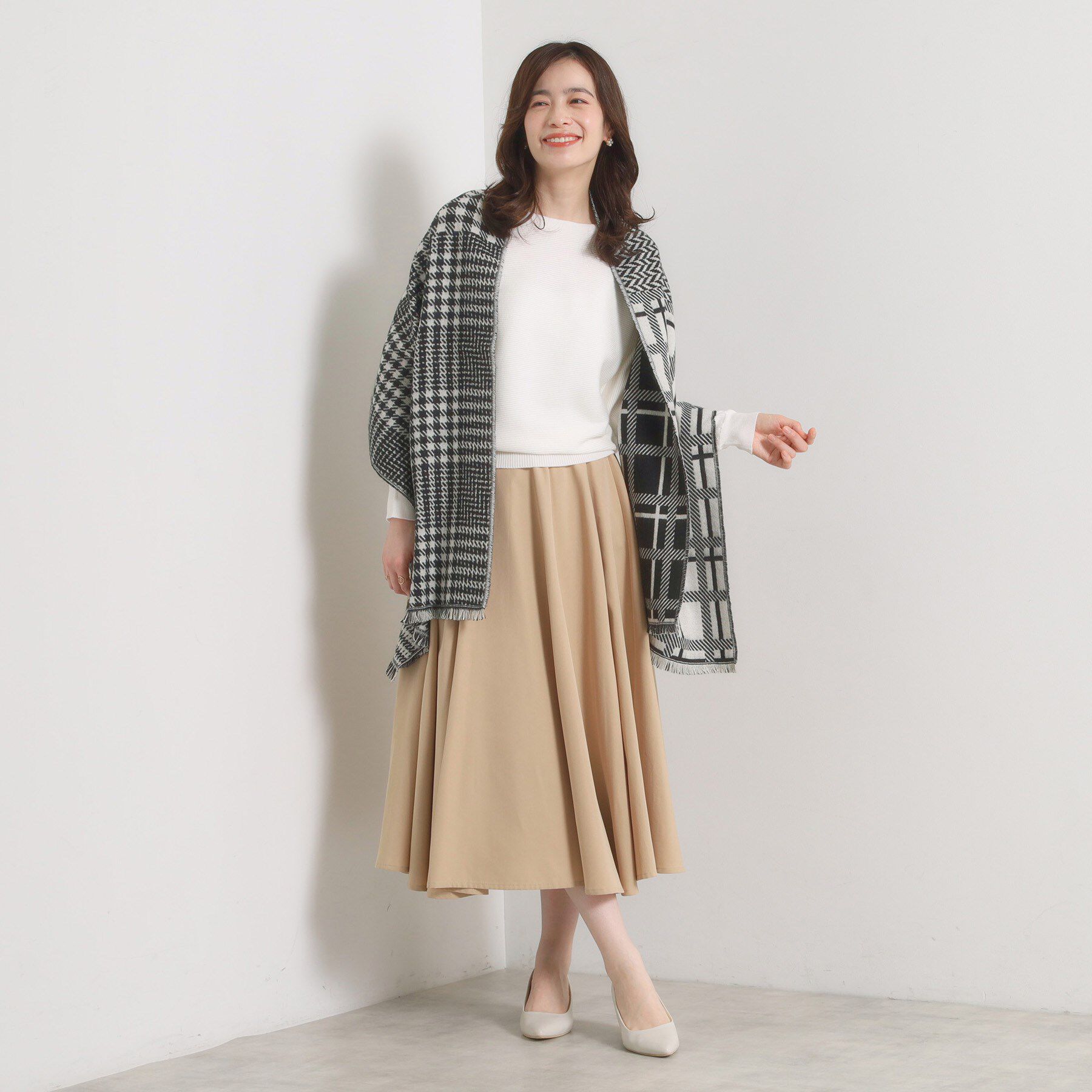 ITS&rsquo;DEMO「【手洗い可】ラメチェック切替ストール」|ストール|