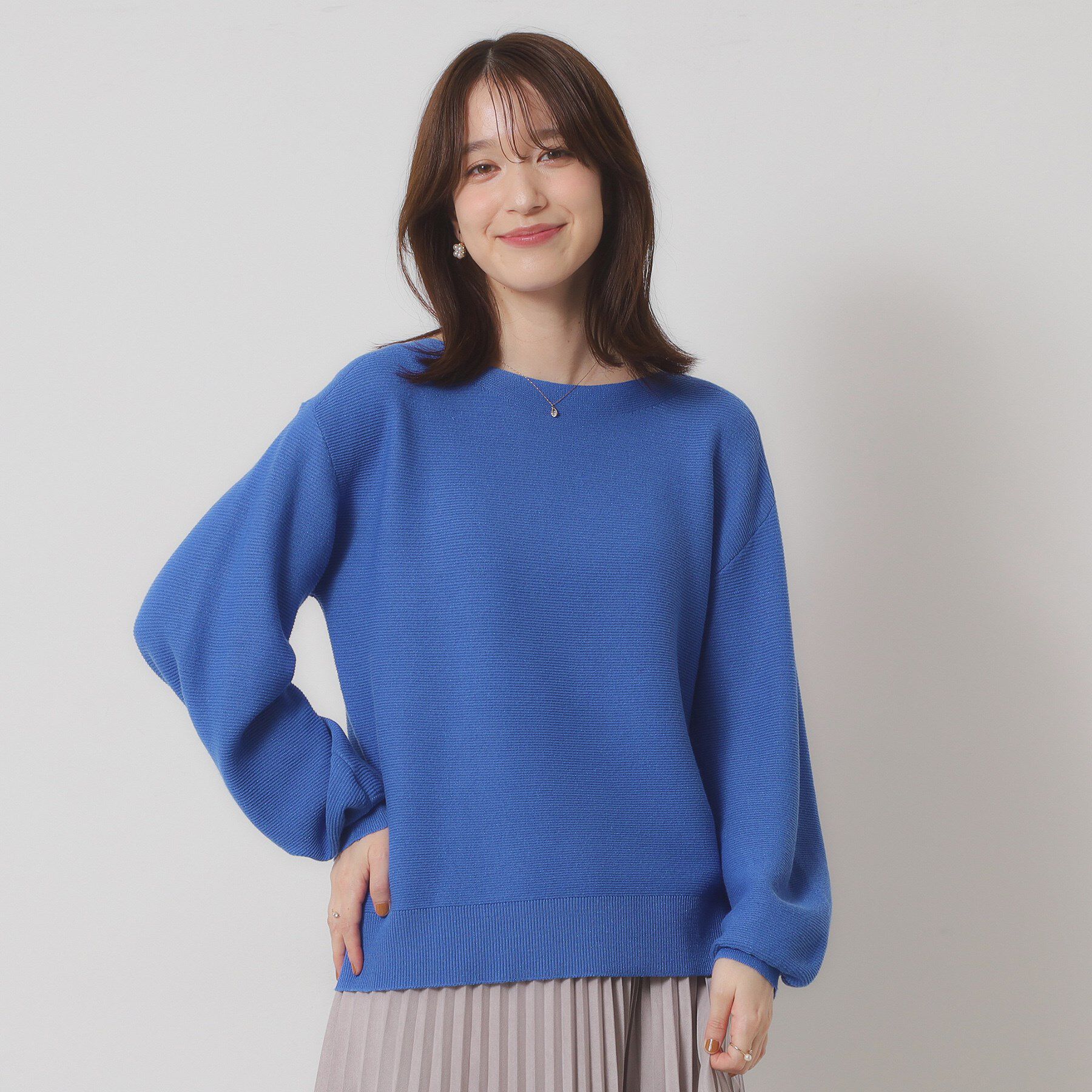 ITS&rsquo;DEMO「【手洗い可】ラメガーターニット」|ニット・セーター|ブルー(092)