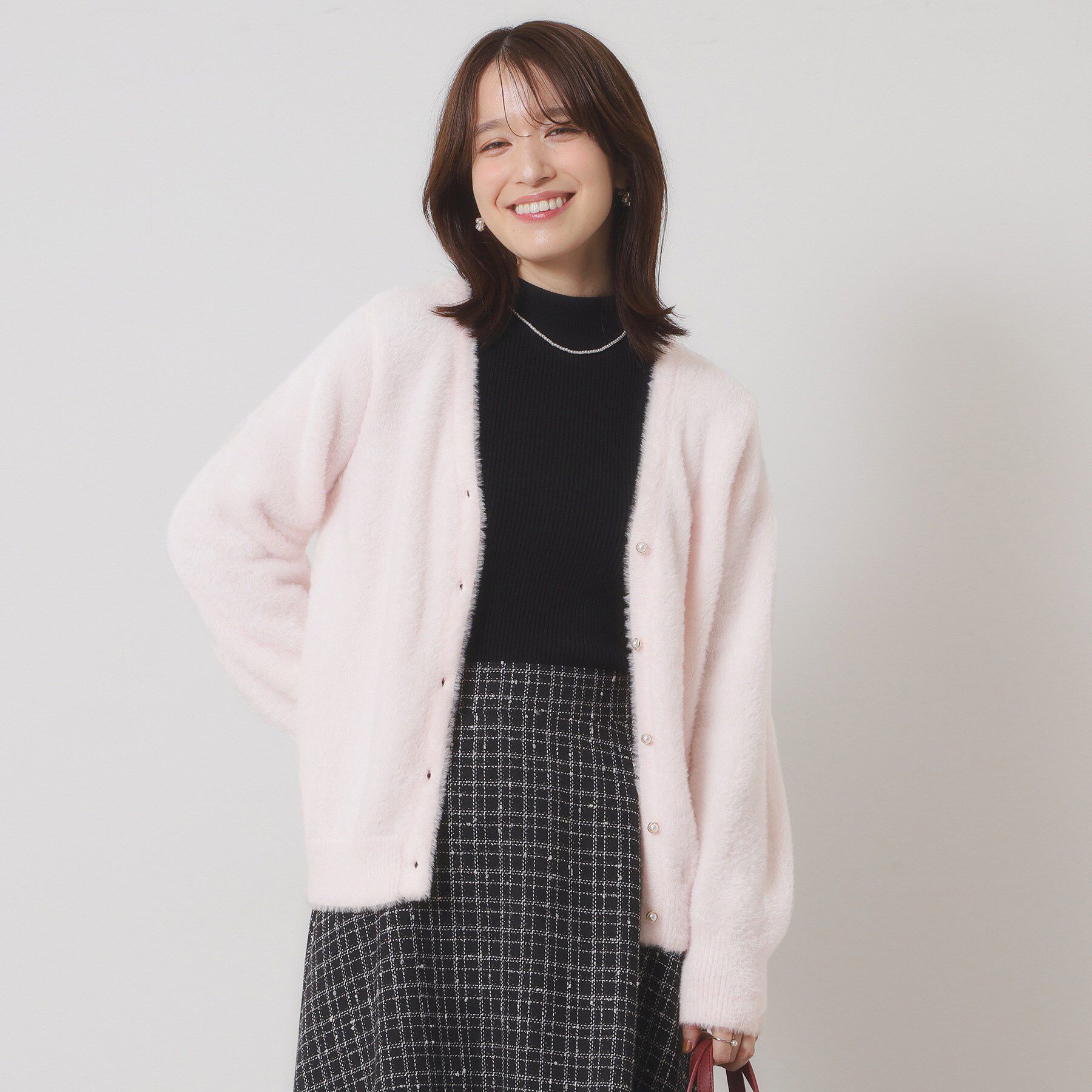 ITS&rsquo;DEMO「【手洗い可】フェザーヤーンVカーディガン」|カーディガン|ライトピンク(070