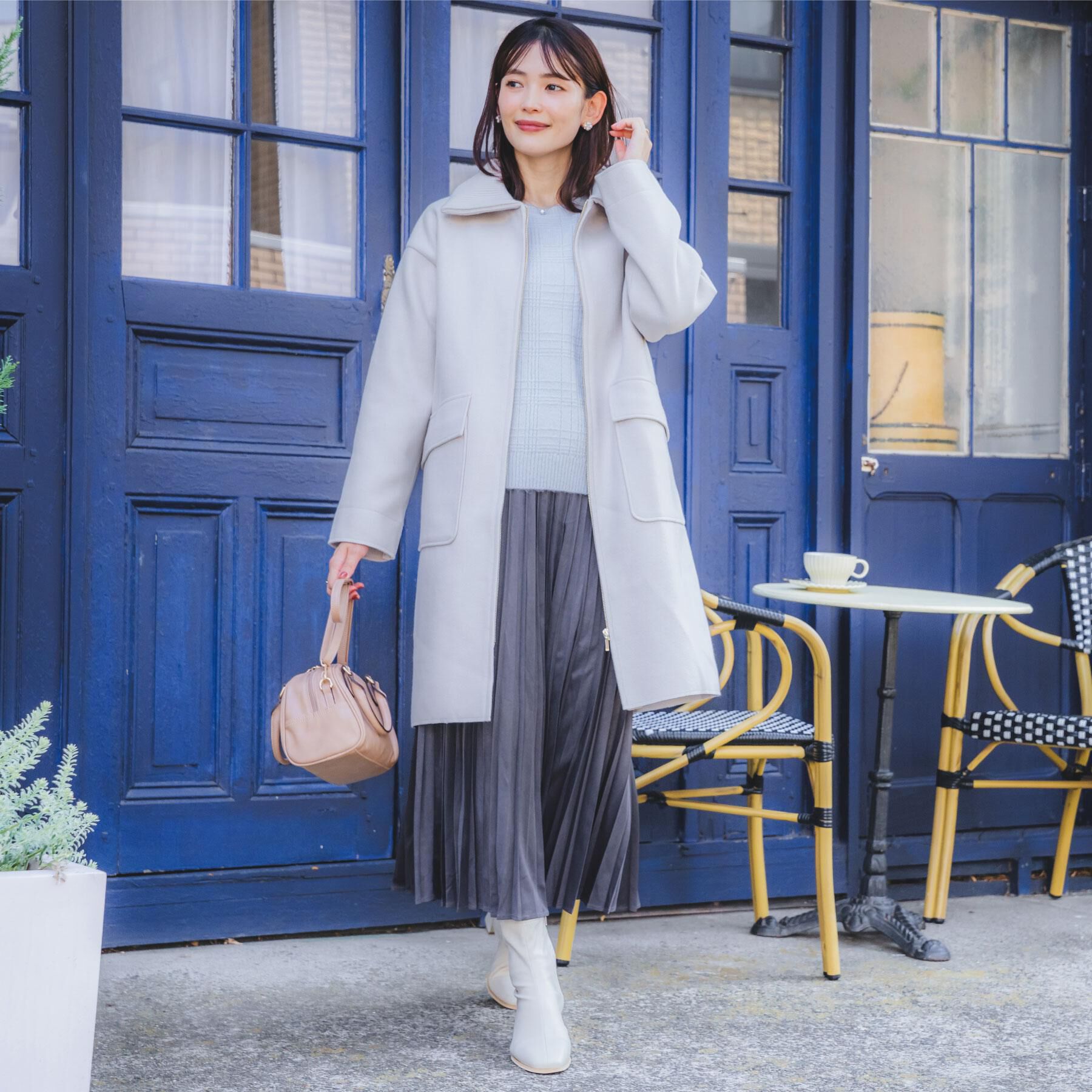 ITS&rsquo;DEMO「裏リブ襟付きコート」|ステンカラーコート|